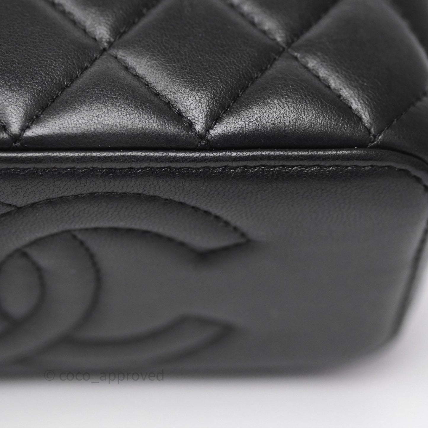 Chanel Crystals Top Handle Vanity Rectangular Black Lambskin Gold Hardware