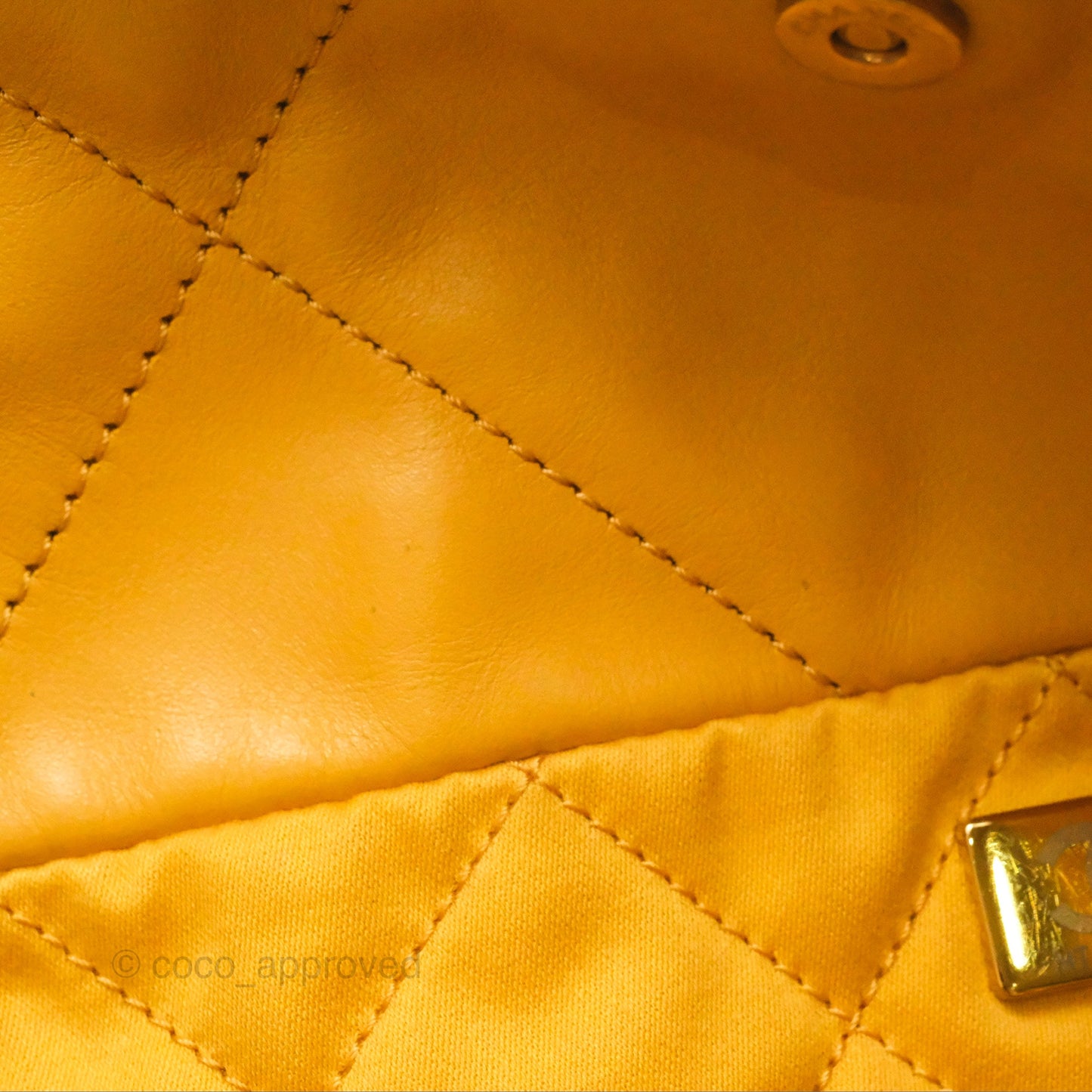 Chanel 22 Small Mustard Yellow Shiny Aged Calfskin Aged Gold Hardware