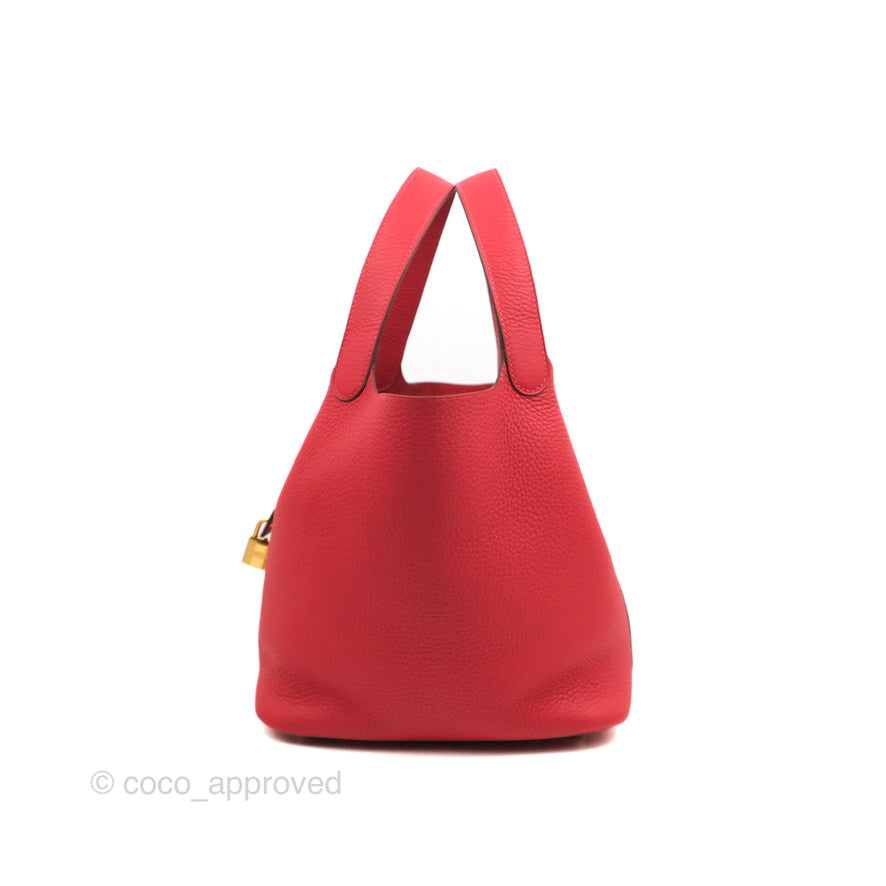 Hermès Picotin 22 Red Rouge Clemence Gold Hardware
