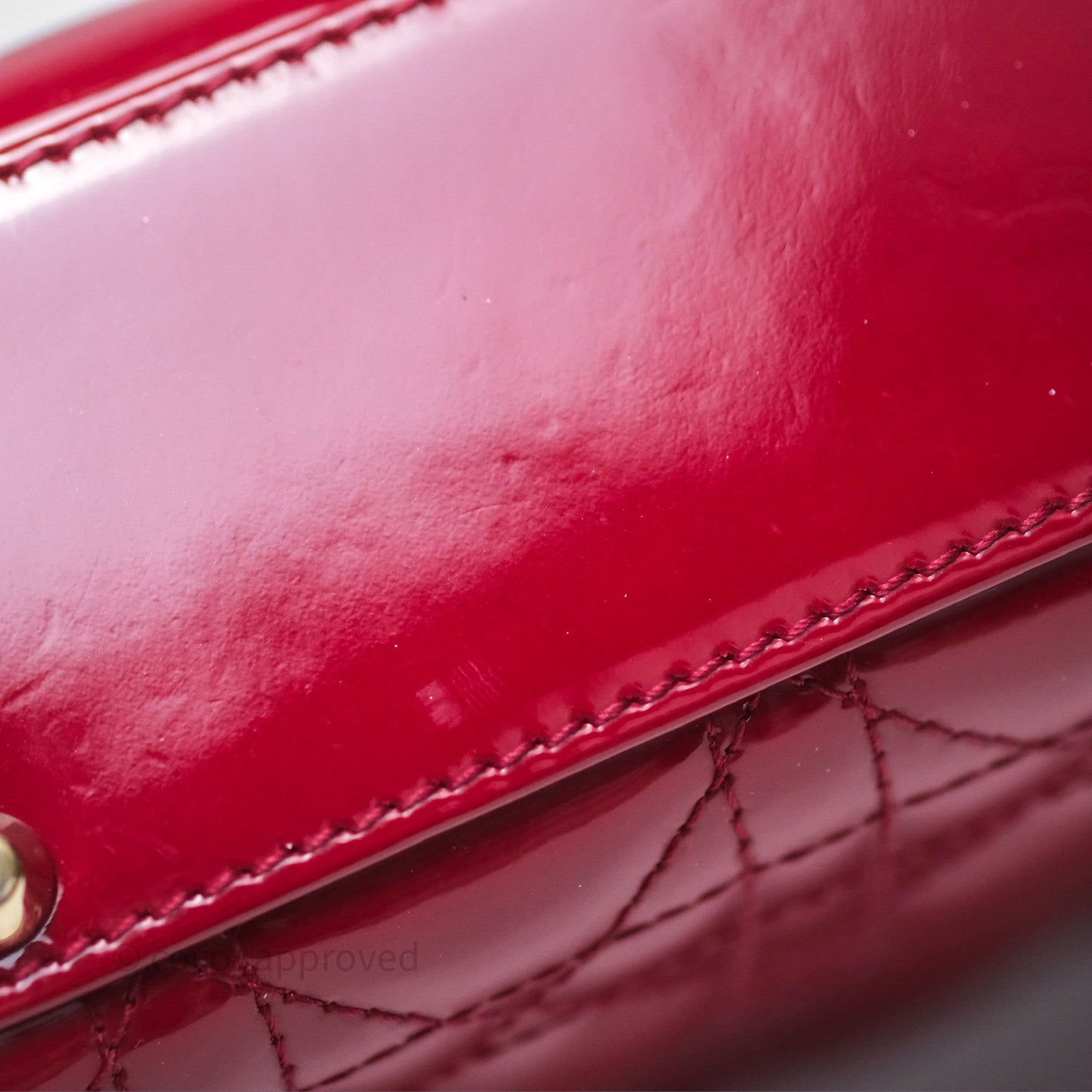 Christian Dior Mini Lady Dior Red Patent Cannage Gold Hardware