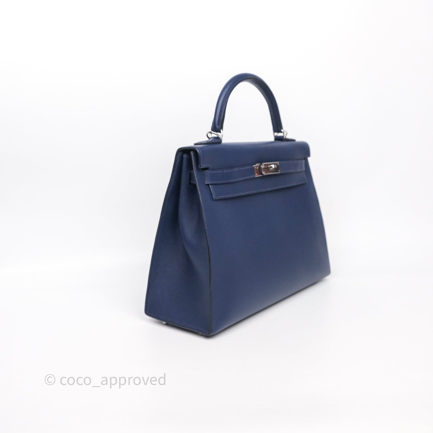 Hermes Kelly 32 Bleu Saphir 73 Epsom Palladium Hardware