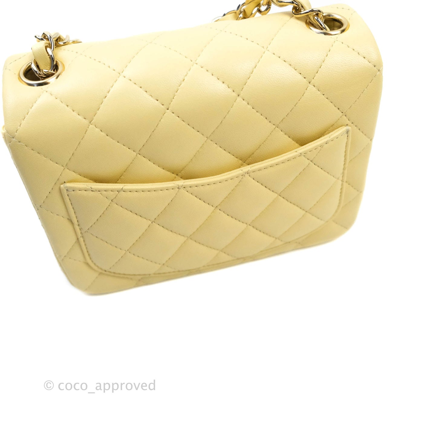 Chanel Quilted Mini Square Yellow Lambskin Gold Hardware