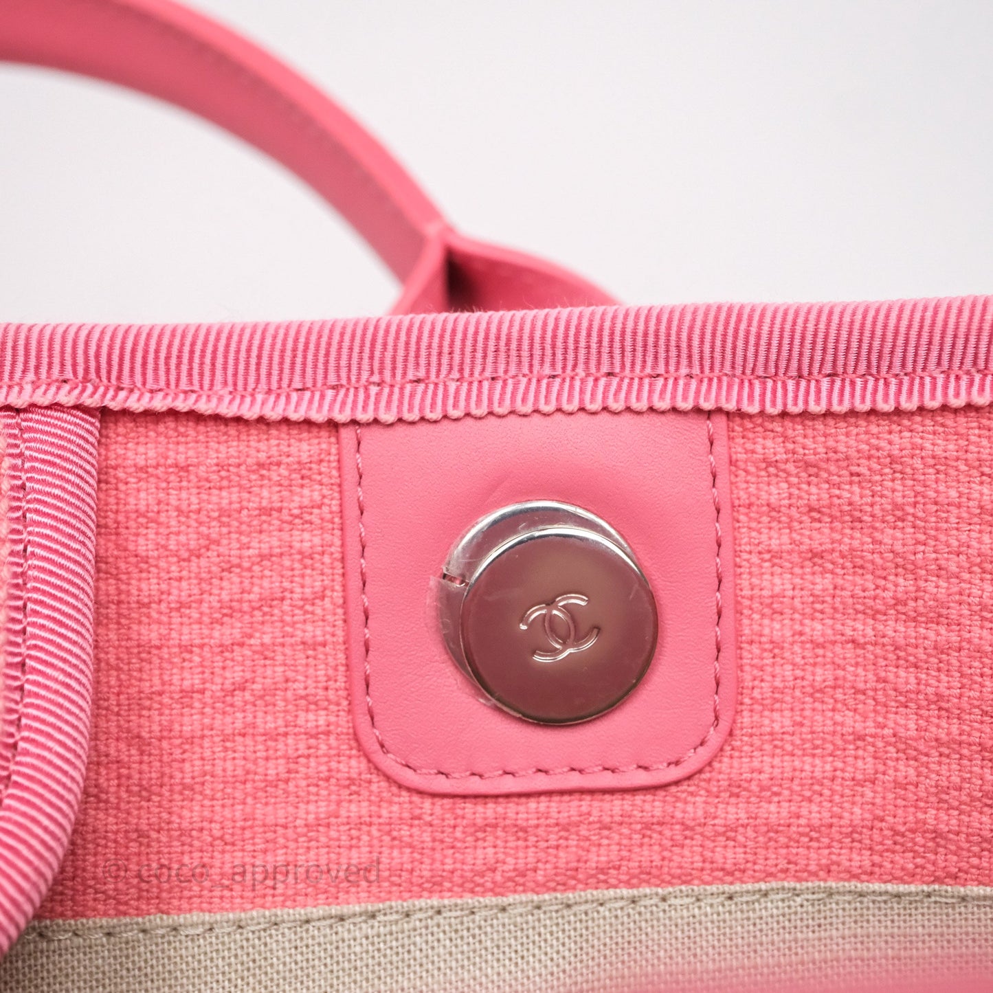 Chanel New Small Deauville Tote Pink Cotton Sliver Hardware