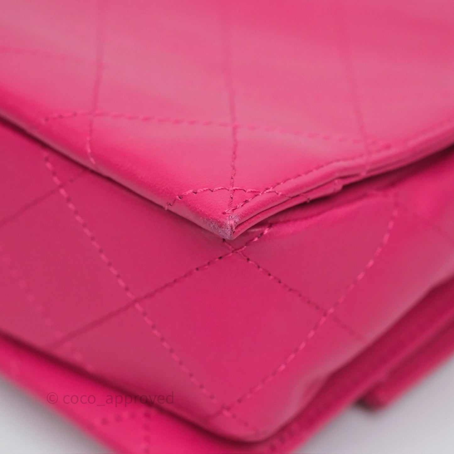 Chanel Stitched Double Flap Bag Pink Calfskin Silver Hardware
