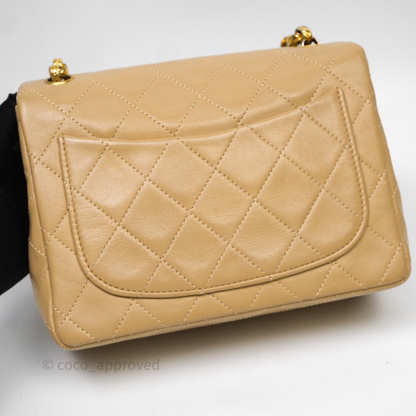 Chanel Vintage Mini Flap Bag Beige Lambskin Gold Hardware