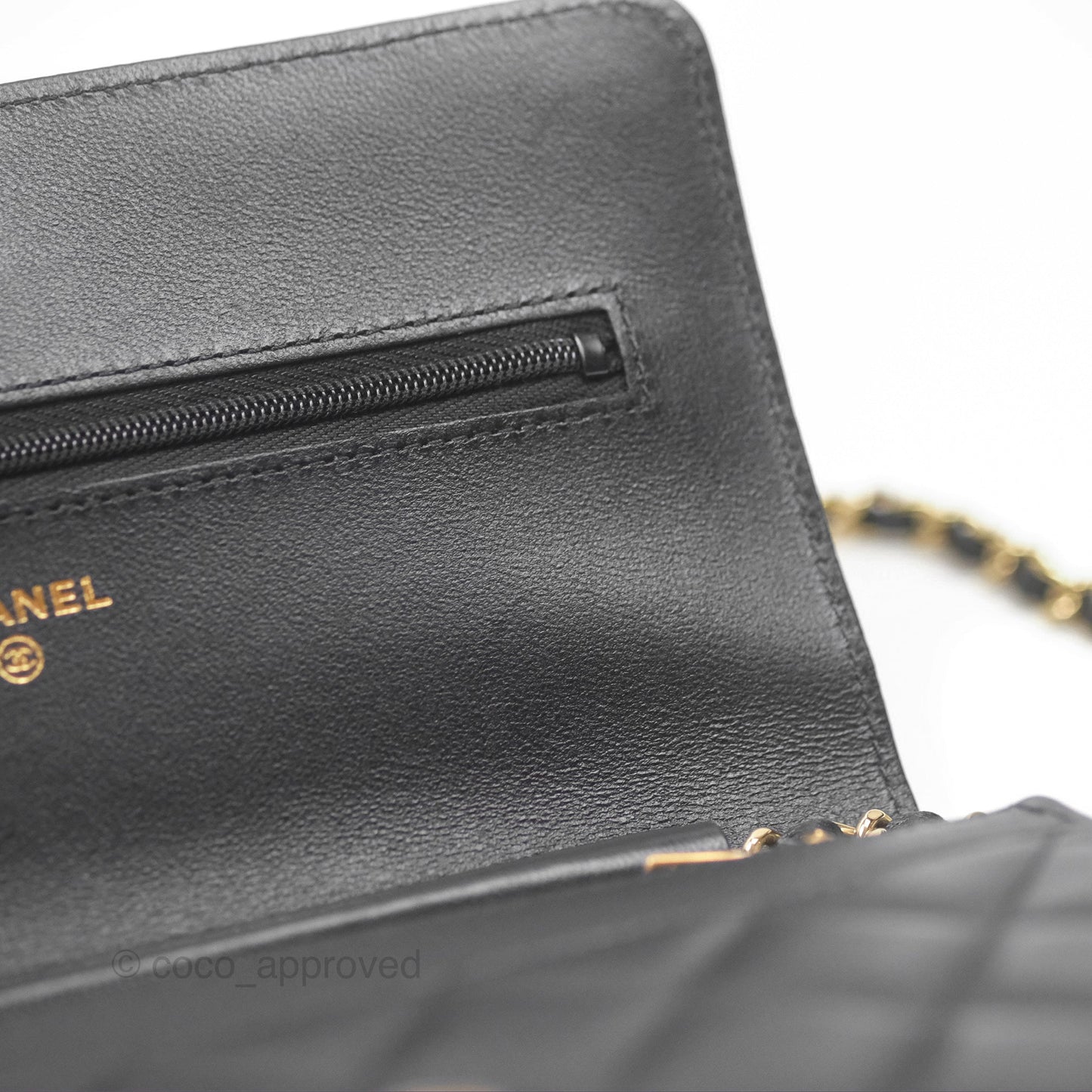 Chanel Quilted Classic Wallet on Chain WOC Black Lambskin Gold Hardware