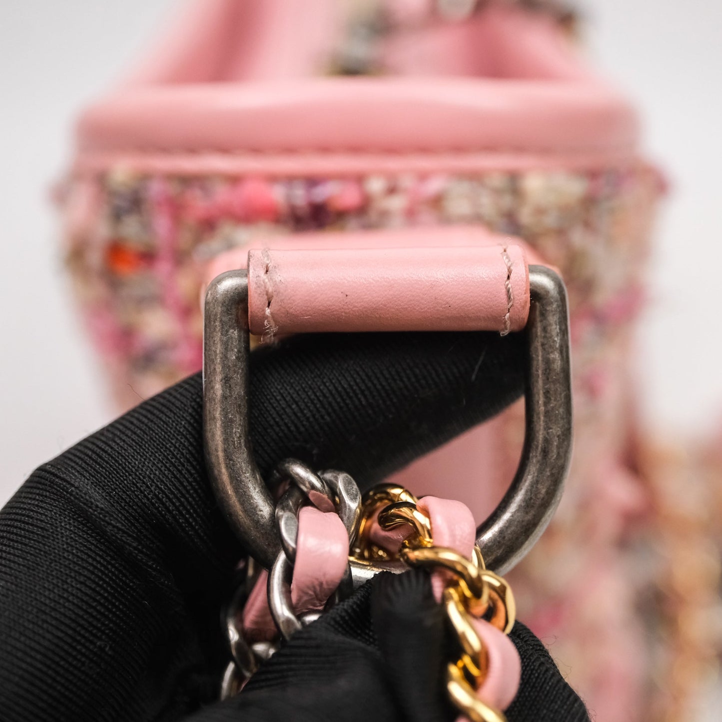 Chanel Small Gabrielle Hobo Quilted Pink Tweed Aged Calfskin
