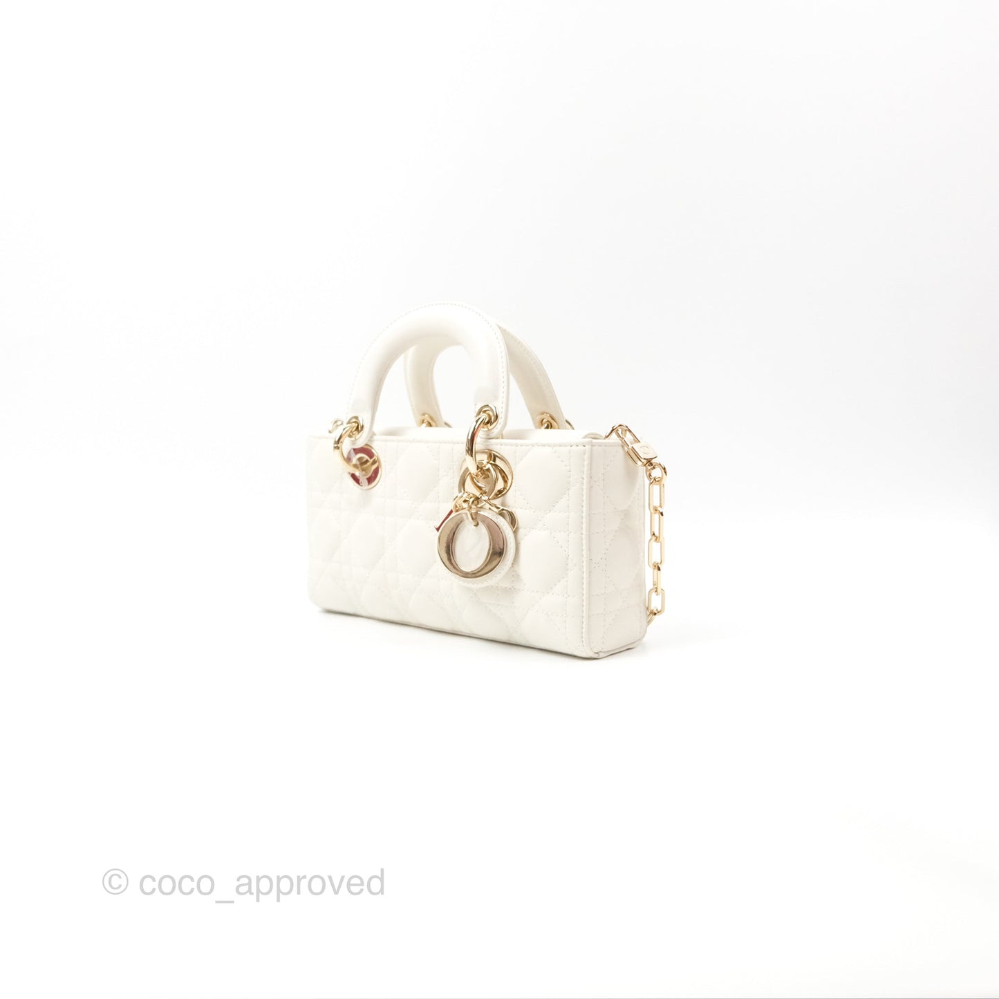 Dior Small Lady D-Joy Bag Ivory White Lambskin Cannage Gold Hardware