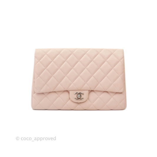 Chanel Quilted Clutch with Chain Sakura Pink Silver Hardware
