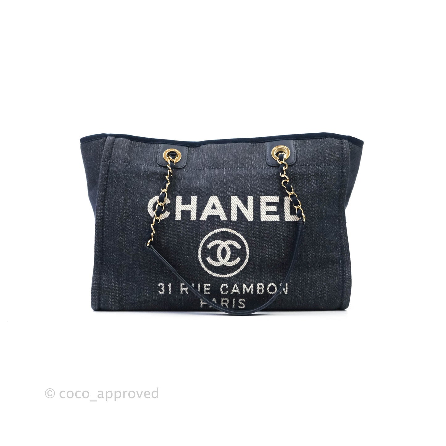 Chanel Denim Deauville Medium Tote Navy