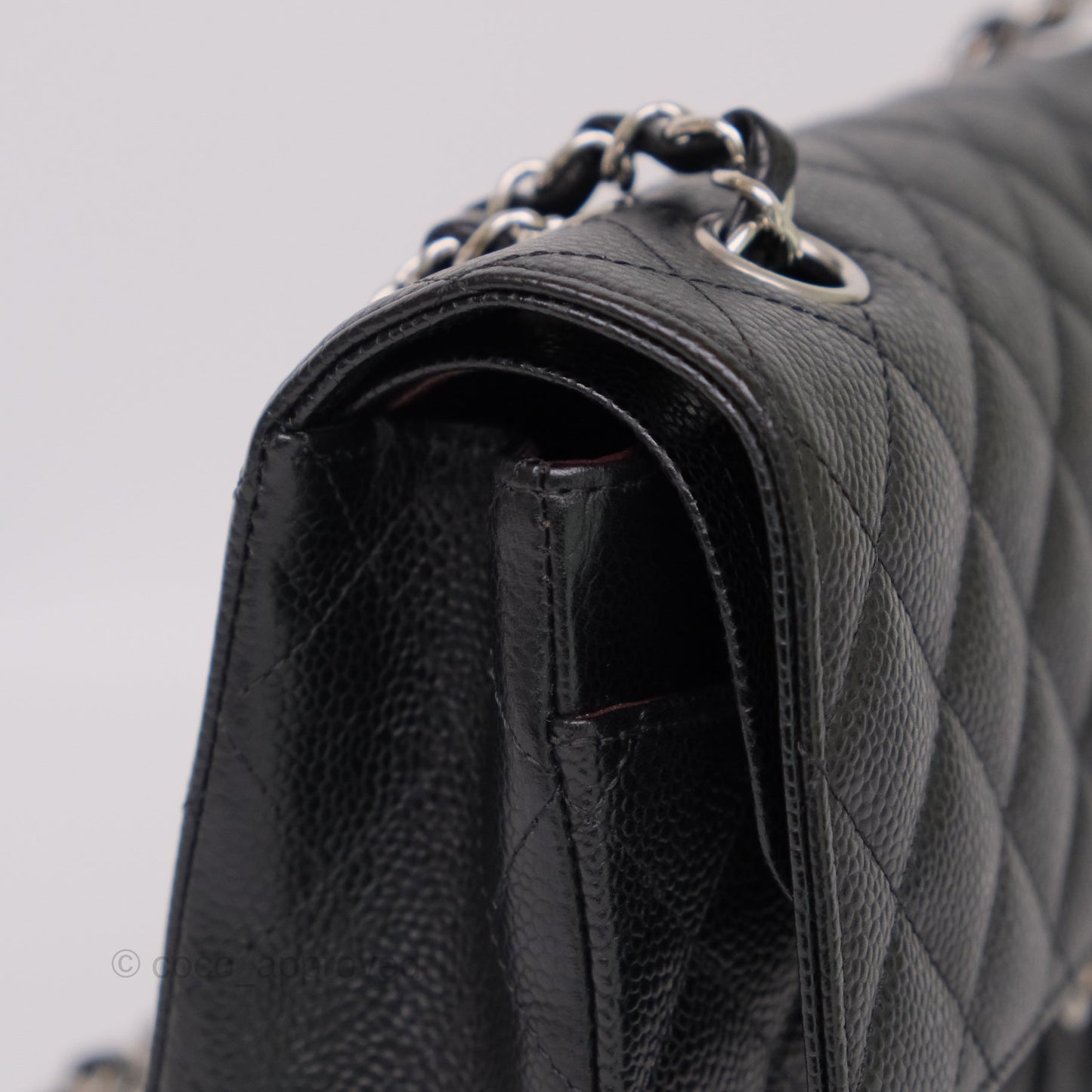 Chanel Classic M/L Medium Flap Quilted Black Caviar Silver Hardware