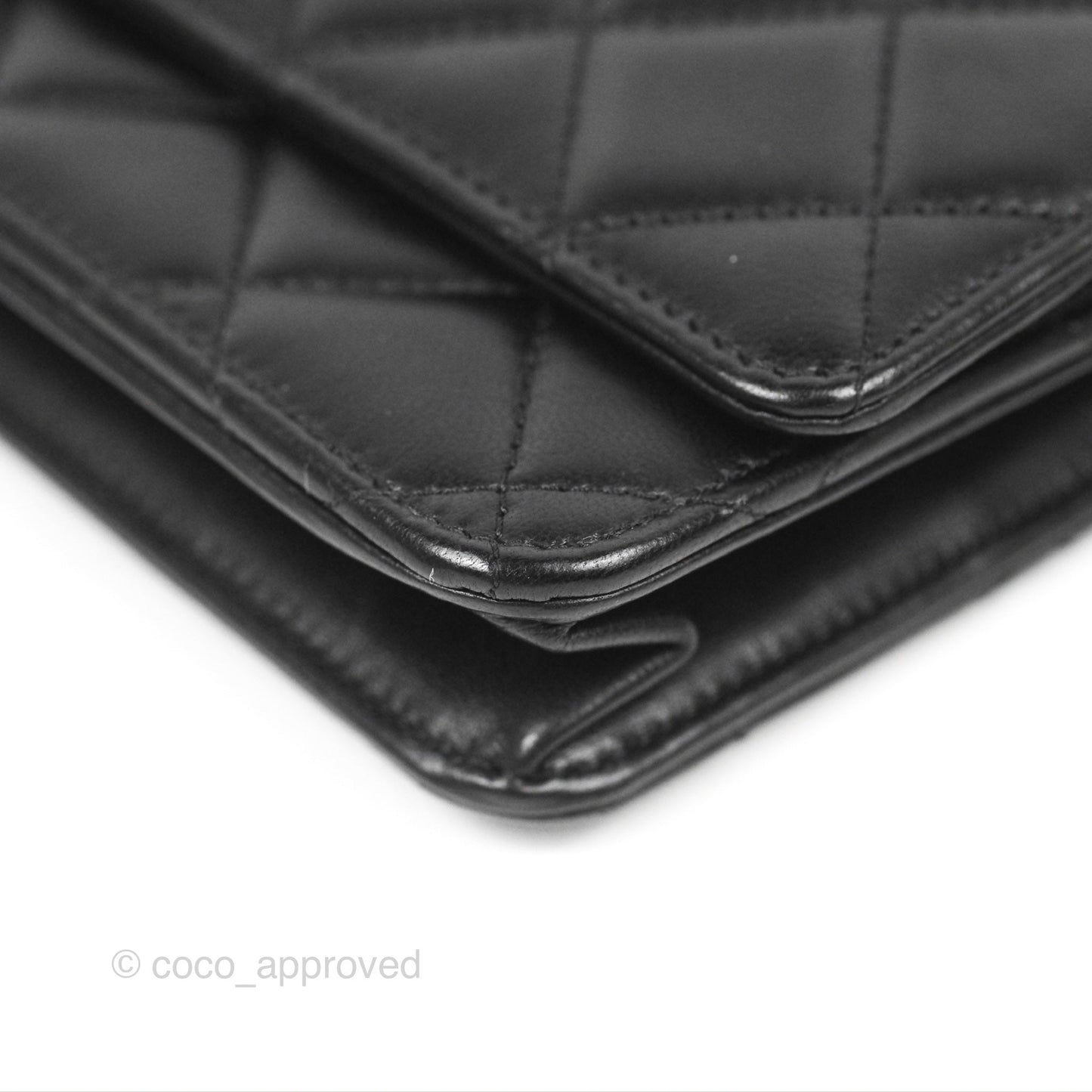 Chanel Quilted Pearl Crush Wallet on Chain WOC Black Lambskin Aged Gold Hardware