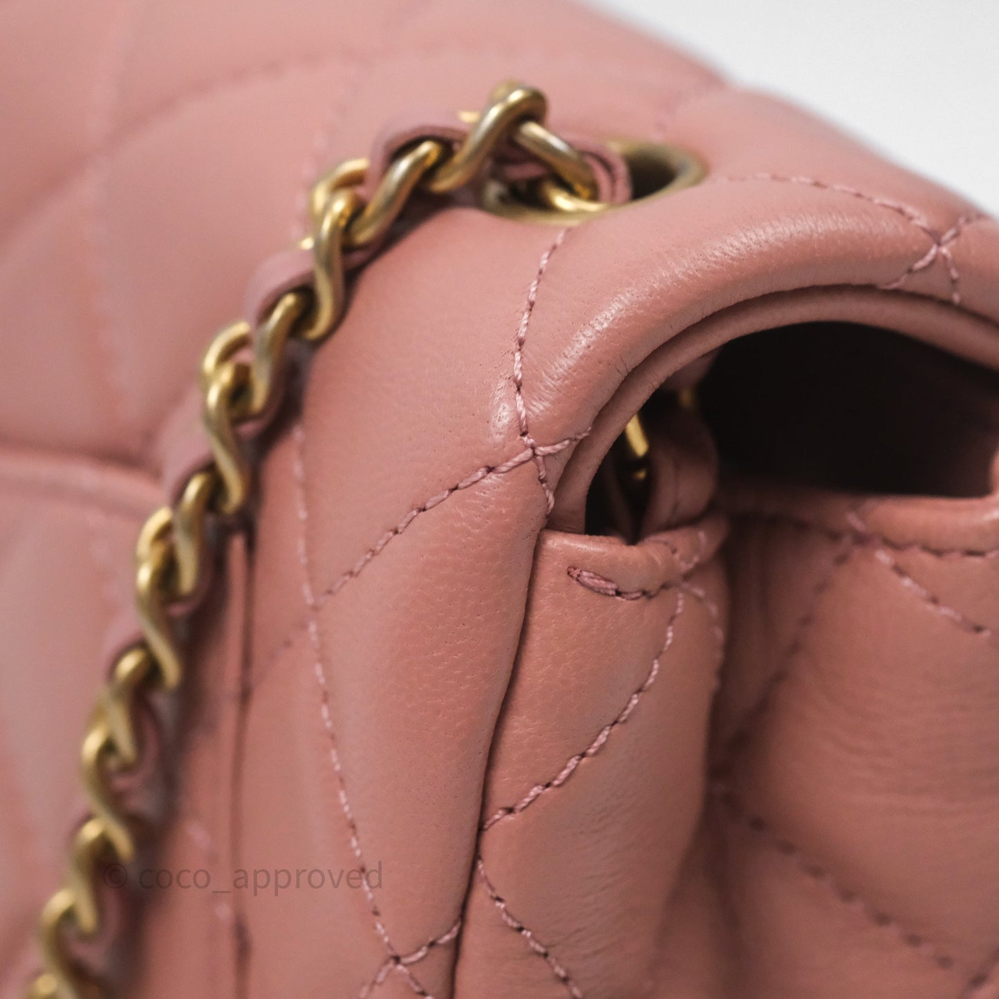 Chanel Mini Rectangular Pearl Crush Dusty Pink Lambskin Aged Gold Hardware