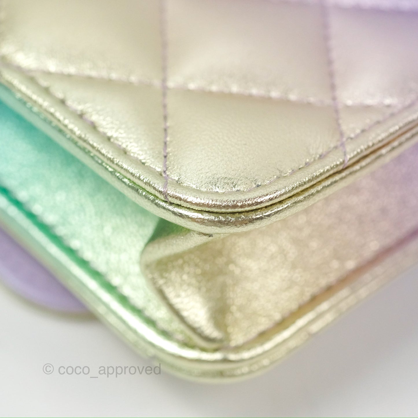 Chanel Mini WOC Phone Holder Metallic Rainbow Lambskin 24C