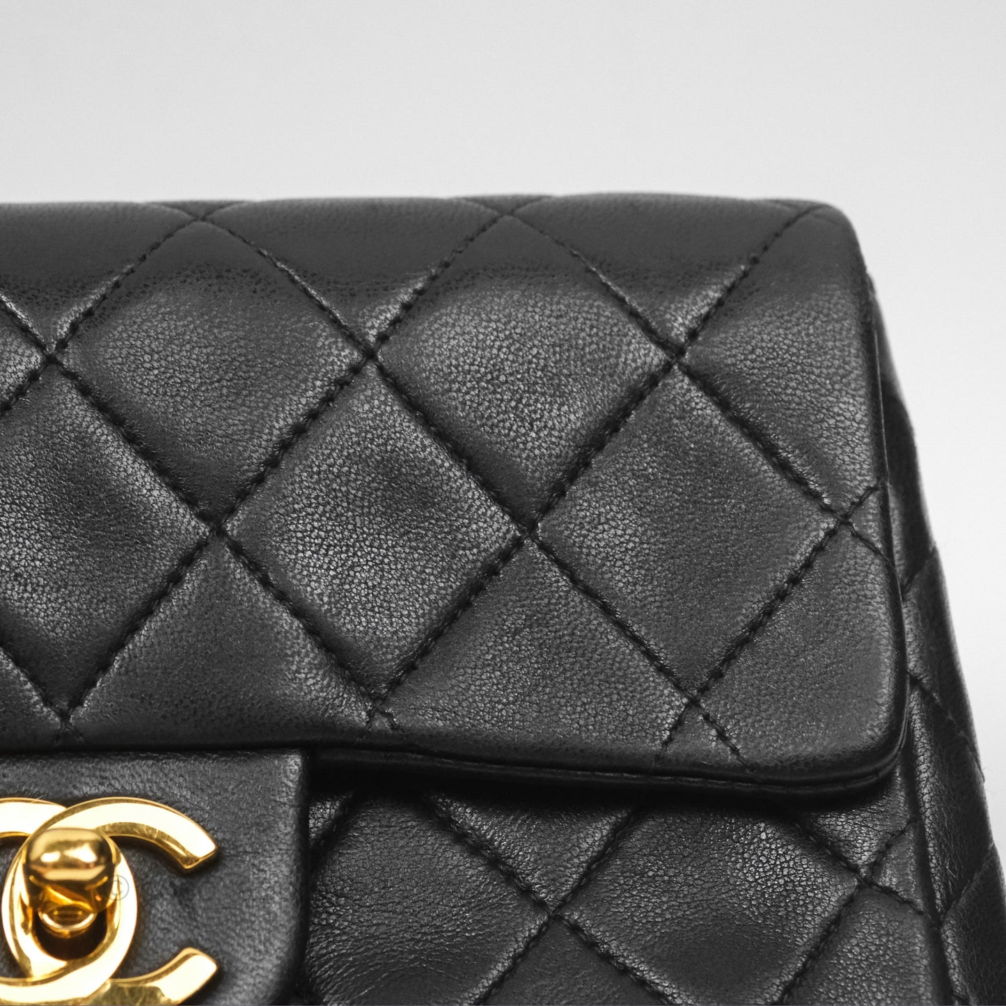 Chanel Vintage Mini Square Black Lambskin 24K Gold Hardware