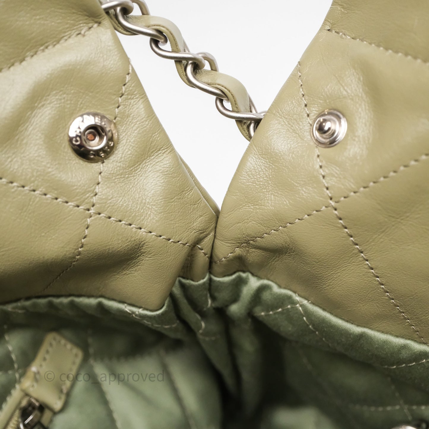 Chanel 22 Small Sage Green Shiny Calfskin Silver Hardware