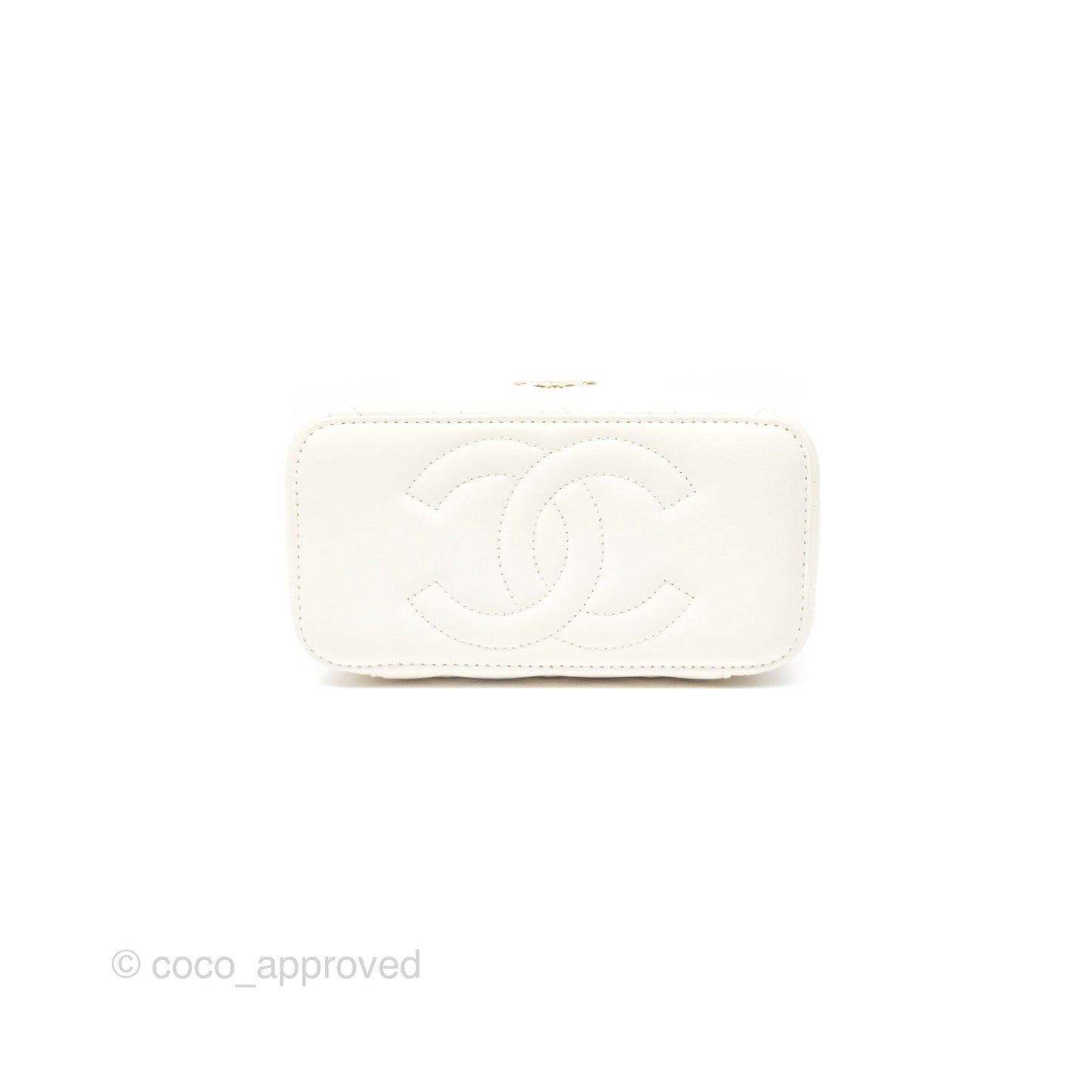 Chanel Vanity with Double Chain White Shiny Lambskin 23C