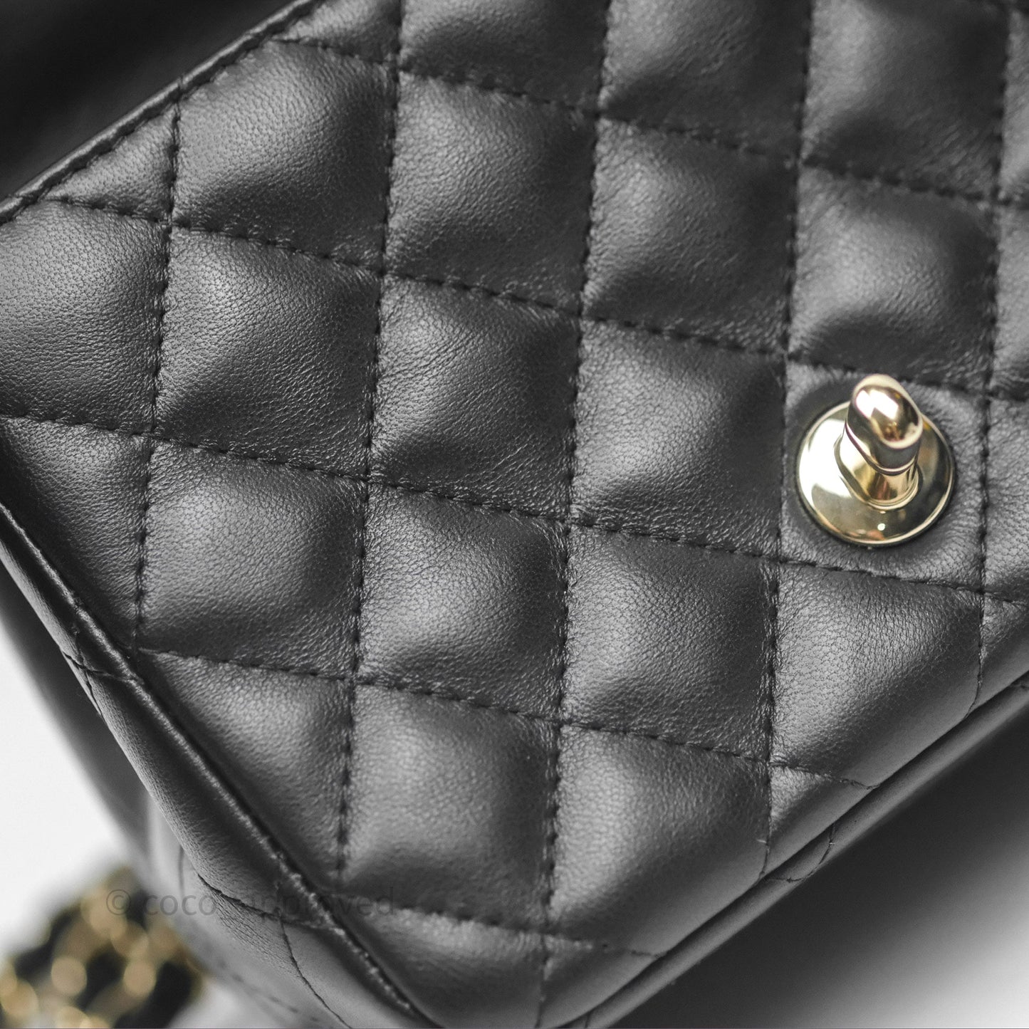 Chanel Mini Square Flap Quilted Black Lambskin Gold Hardware