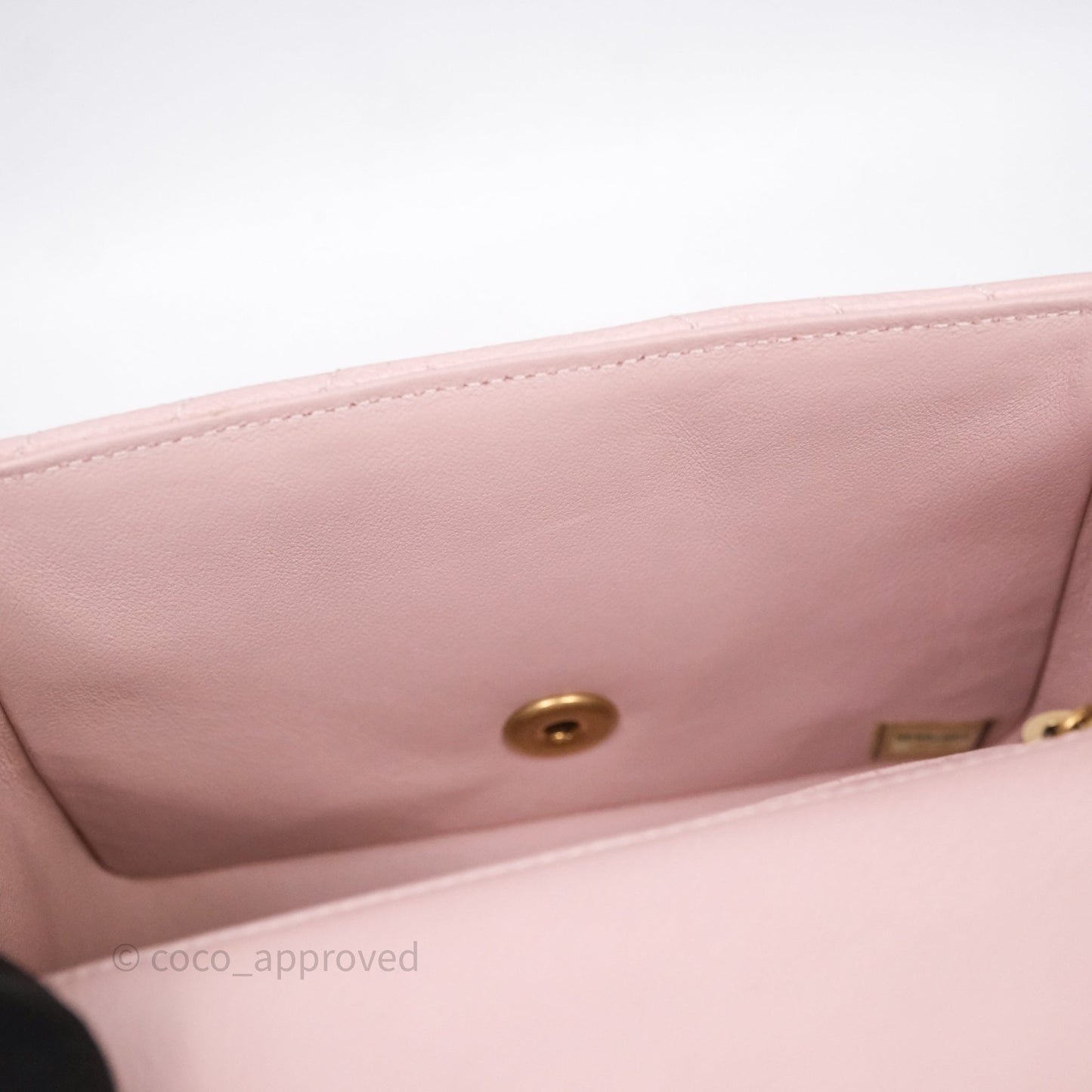 Chanel Mini Square Chevron Pink Calfskin Aged Gold Hardware