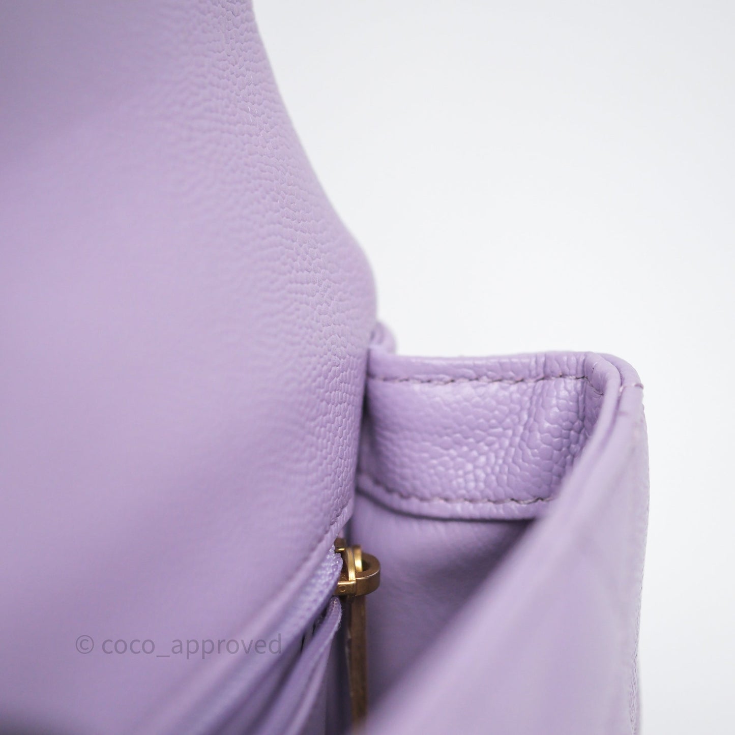 Chanel Heart Crush Mini Flap Bag Lilac Purple Caviar Aged Gold Hardware