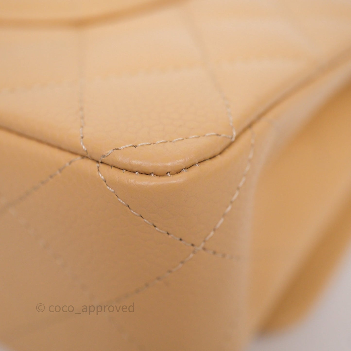 Chanel Classic M/L Medium Flap Quilted Beige Caviar Gold Hardware