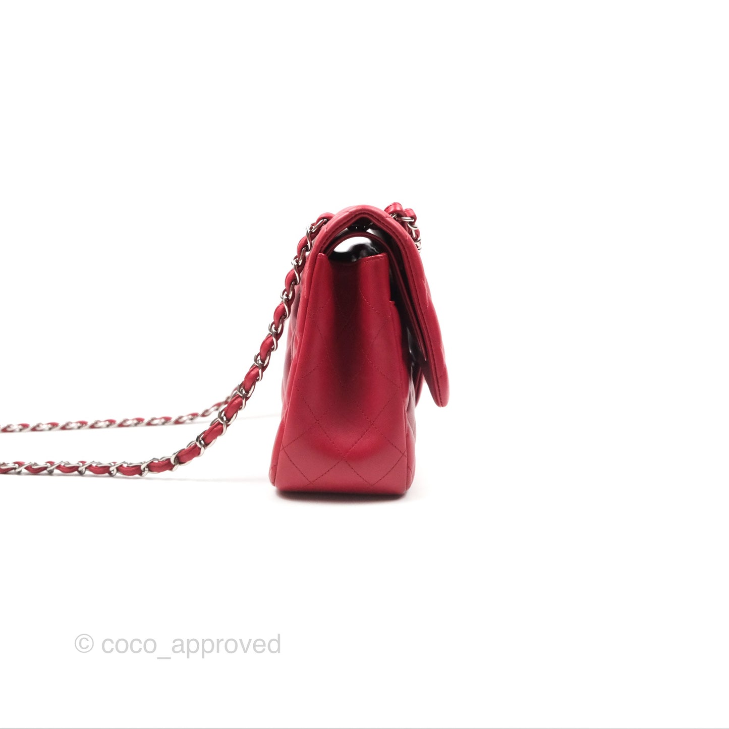 Chanel Jumbo Double Flap Red Lambskin Silver Hardware