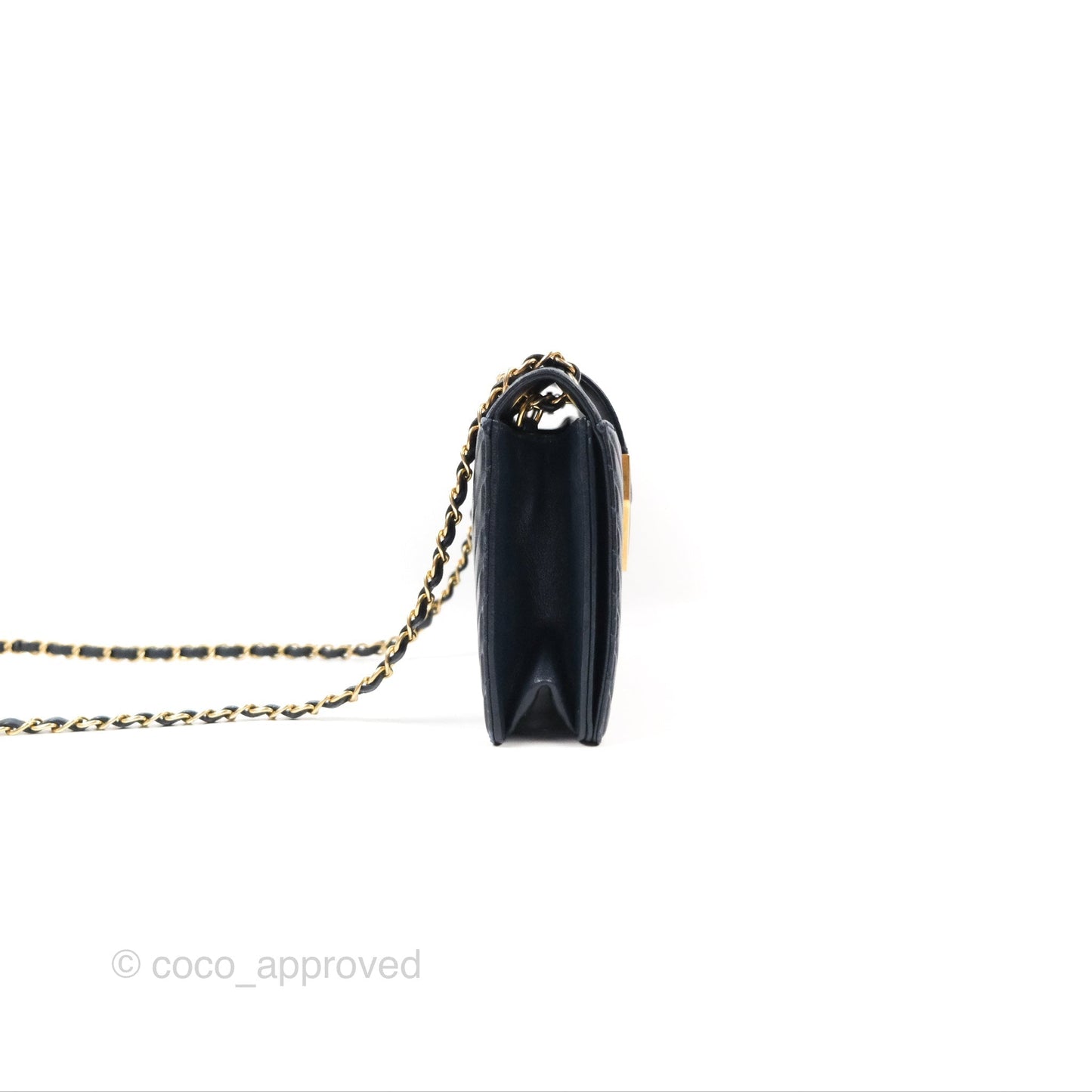 Chanel Mini Collar and Tie Flap Bag Chevron Navy Sheepskin Aged Gold Hardware