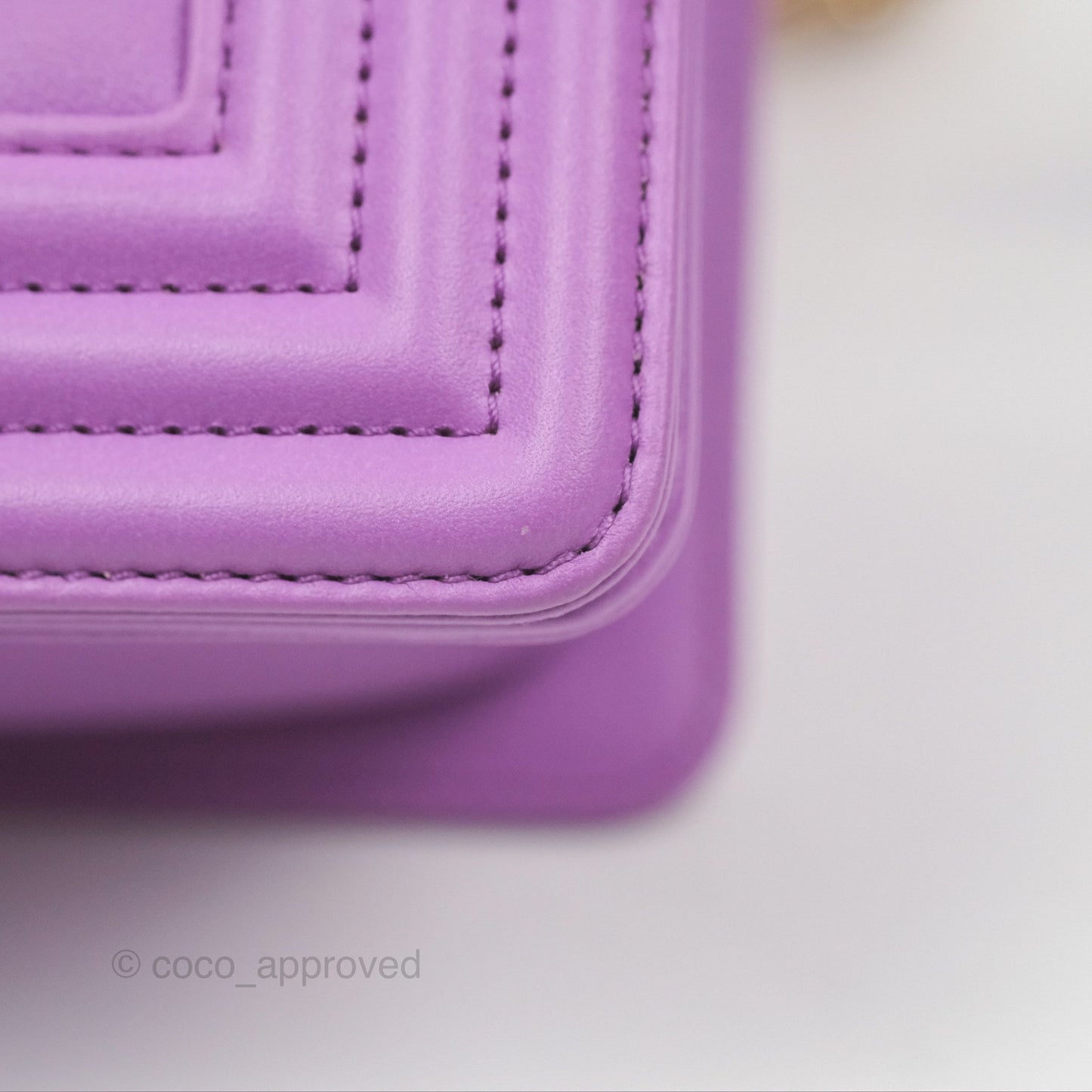 Chanel Chevron Small Boy Purple Calfskin Gold Hardwa