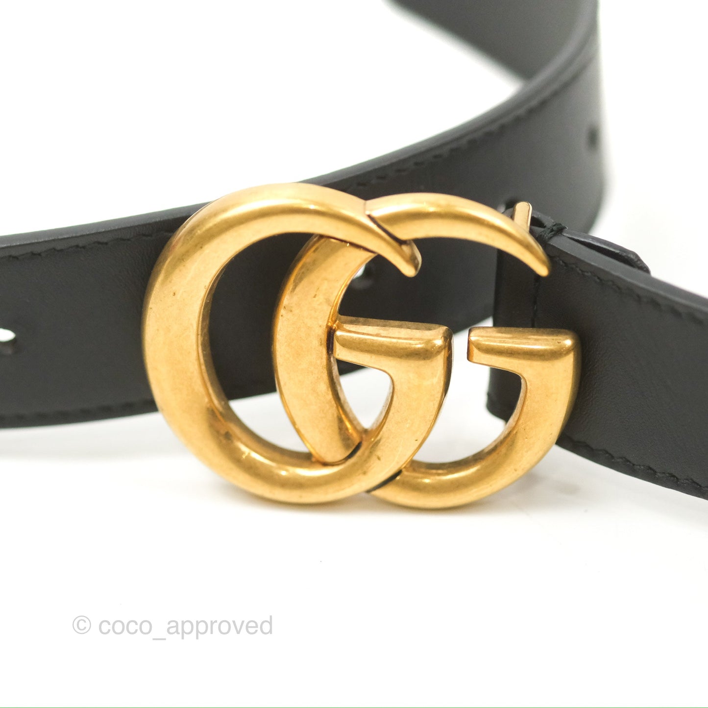 Gucci Double GG 20mm Belt Black Calfskin 85 34