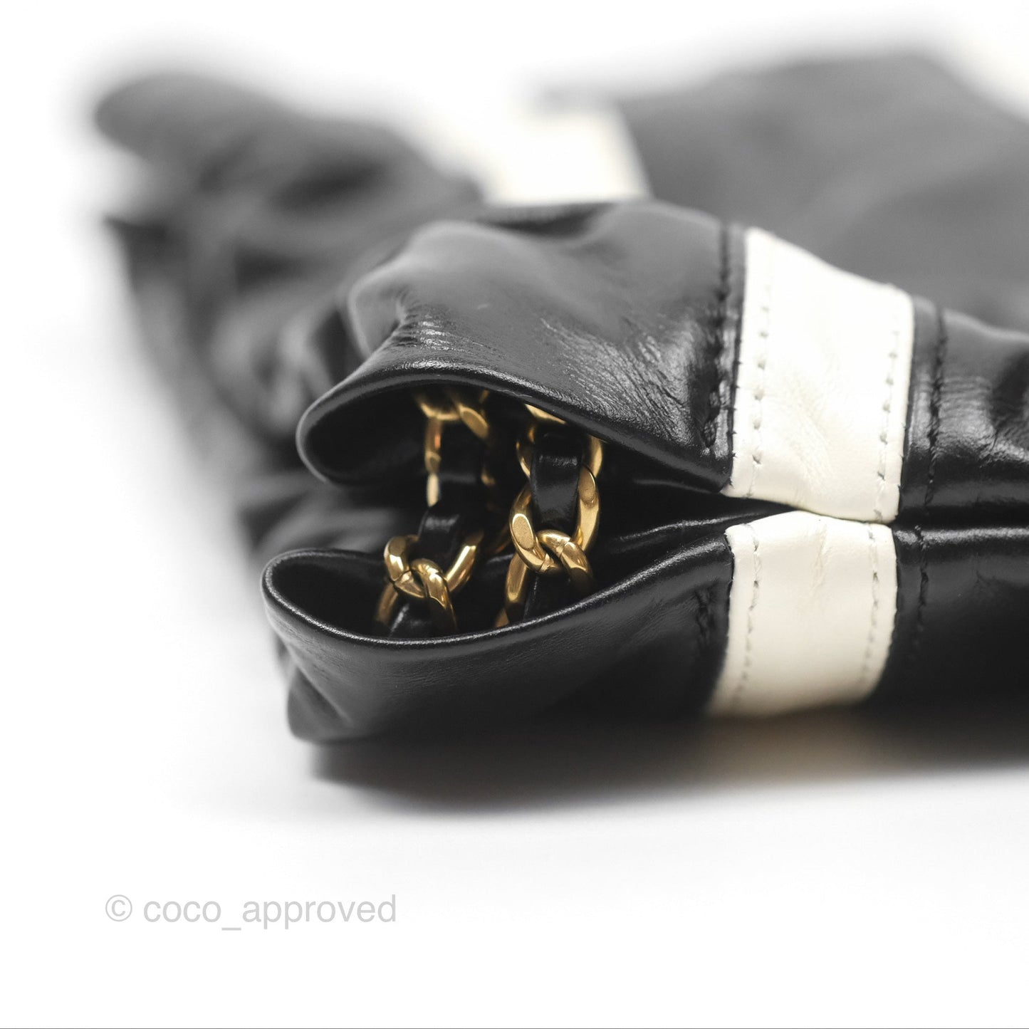 Chanel 22 Mini Bag Striped Black/ White Crumpled Calfskin
