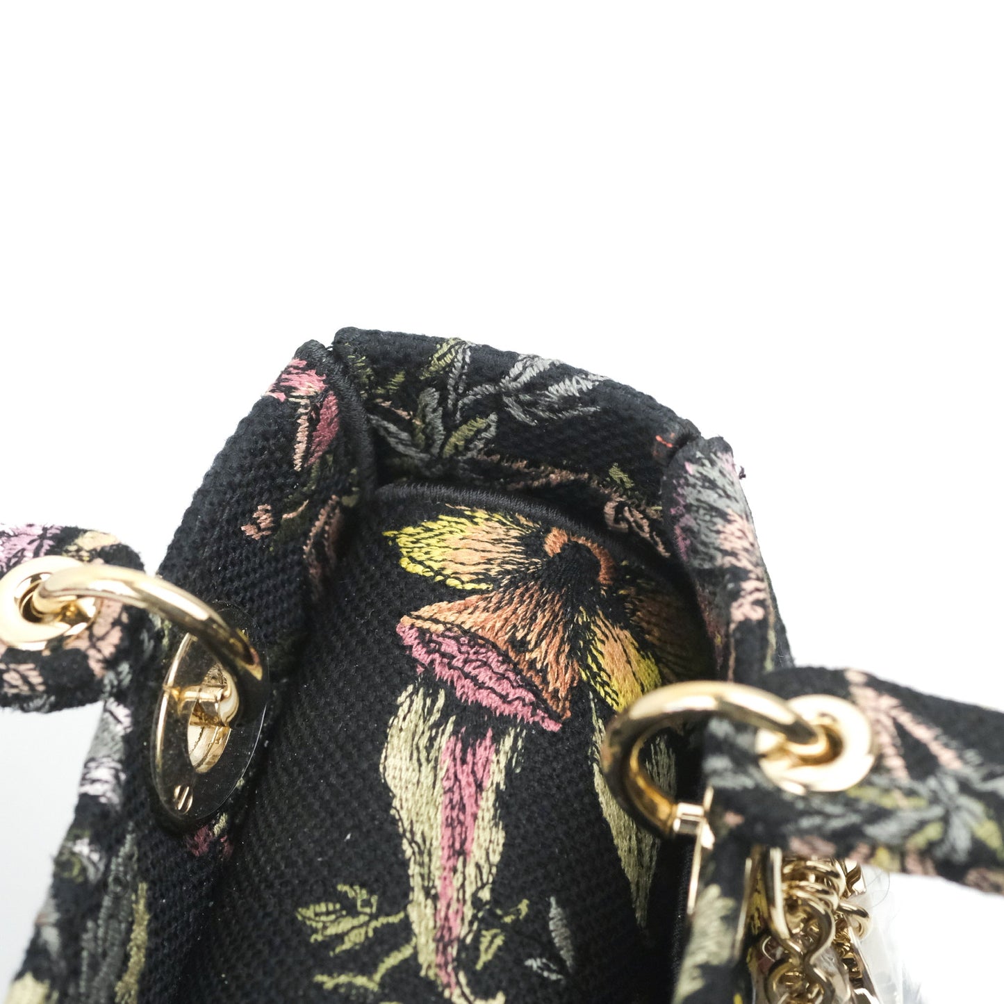 Christian Dior Medium Lady D-Lite Bag Black Dior Jardin Botanique Embroidery