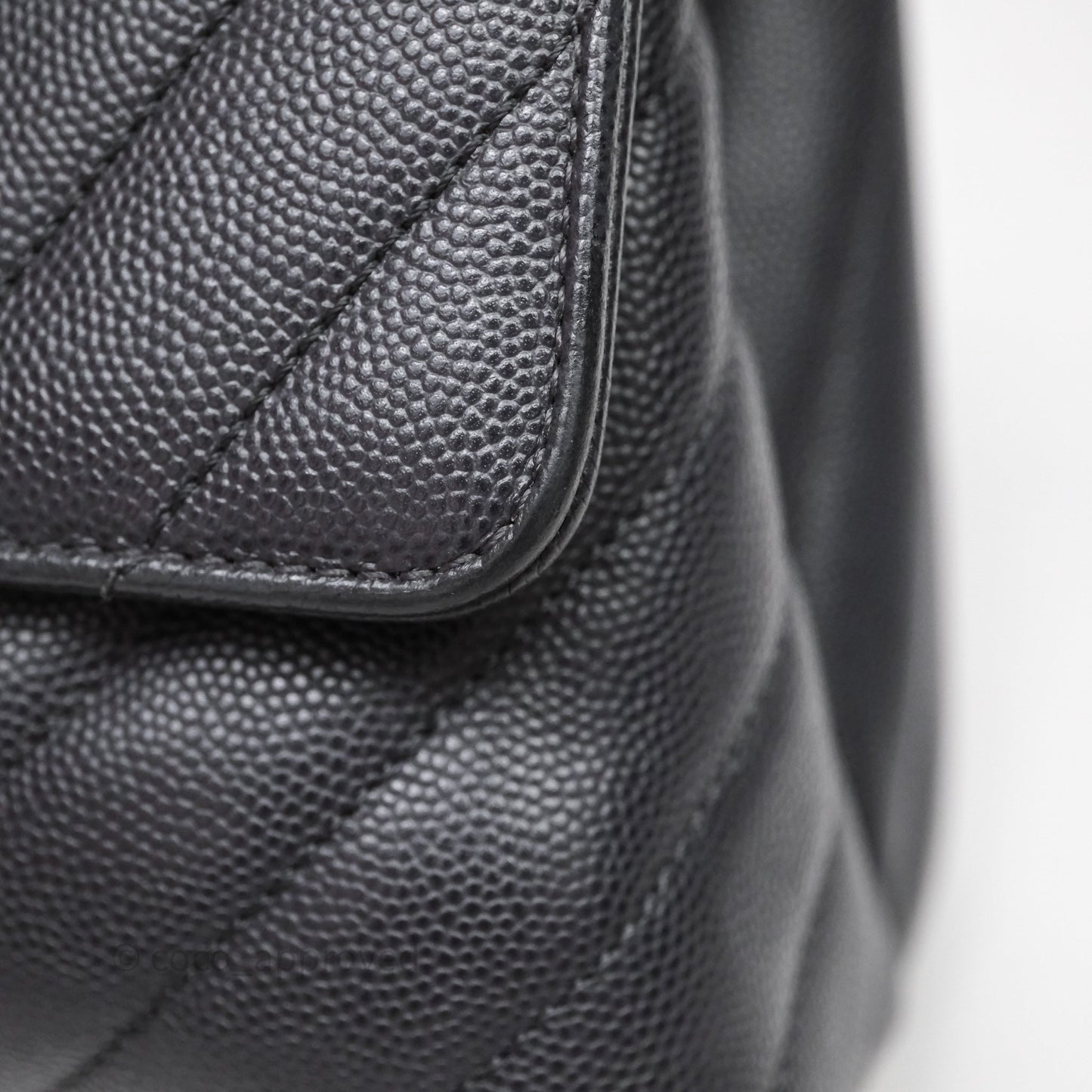 Chanel Medium Coco Handle Chevron Grey Bag Gold Hardware