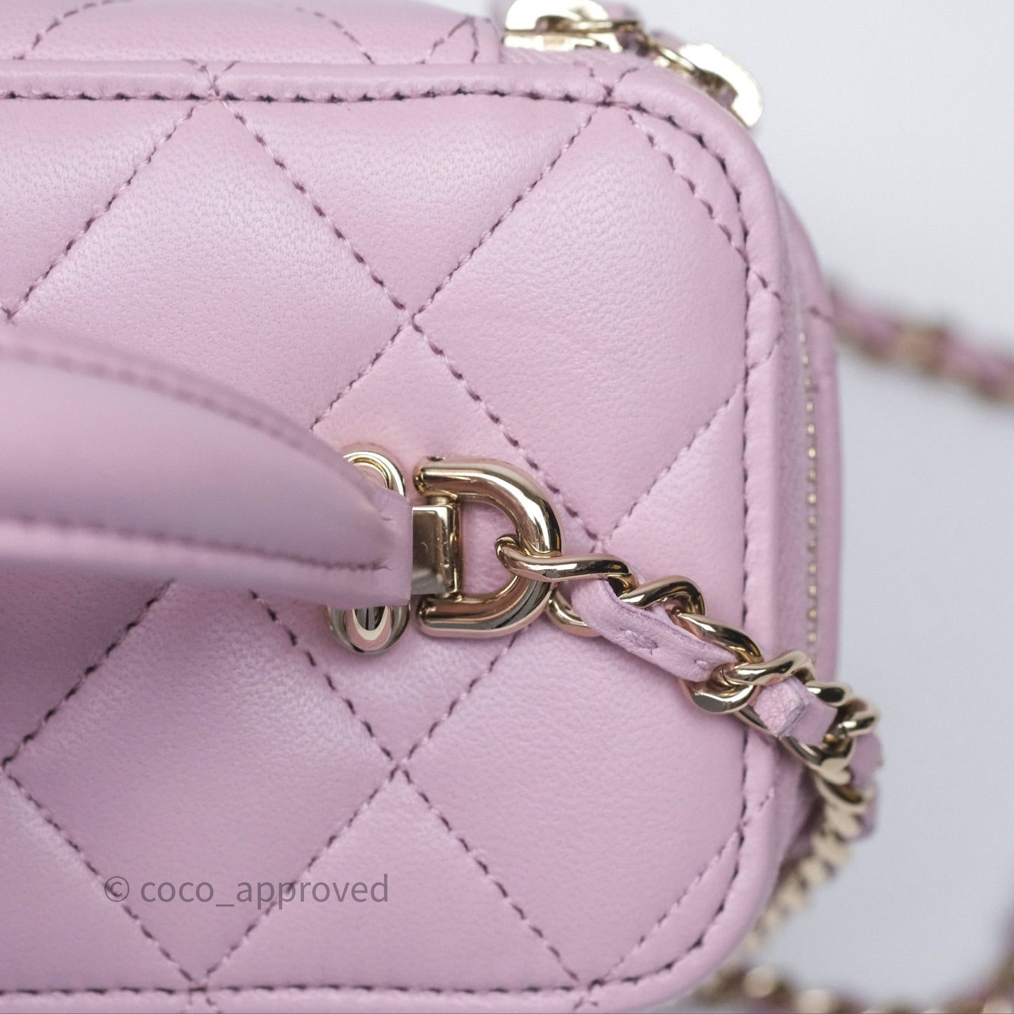 Chanel Vanity Rectangular Top Handle Lilac Lambskin Gold Hardware