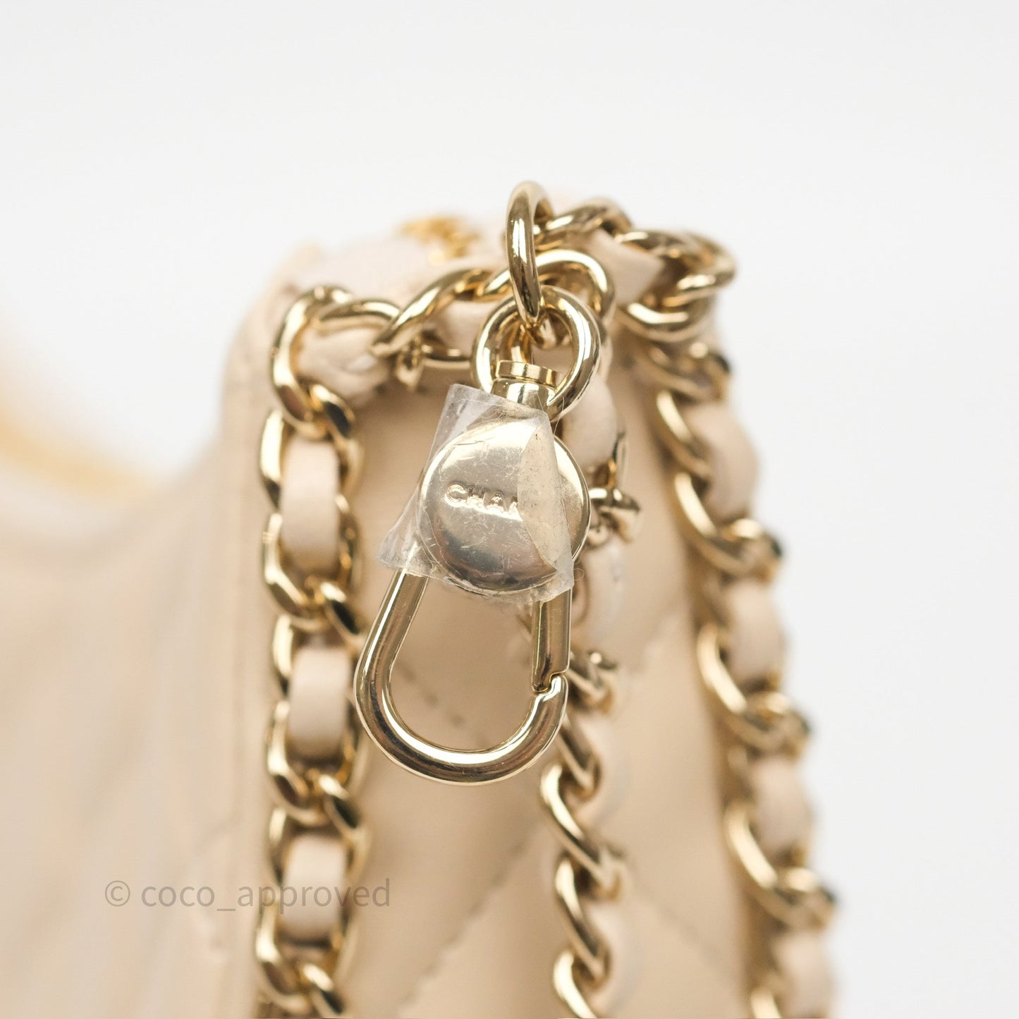Chanel Small Hobo Bag Light Beige Lambskin Gold Hardware 23P