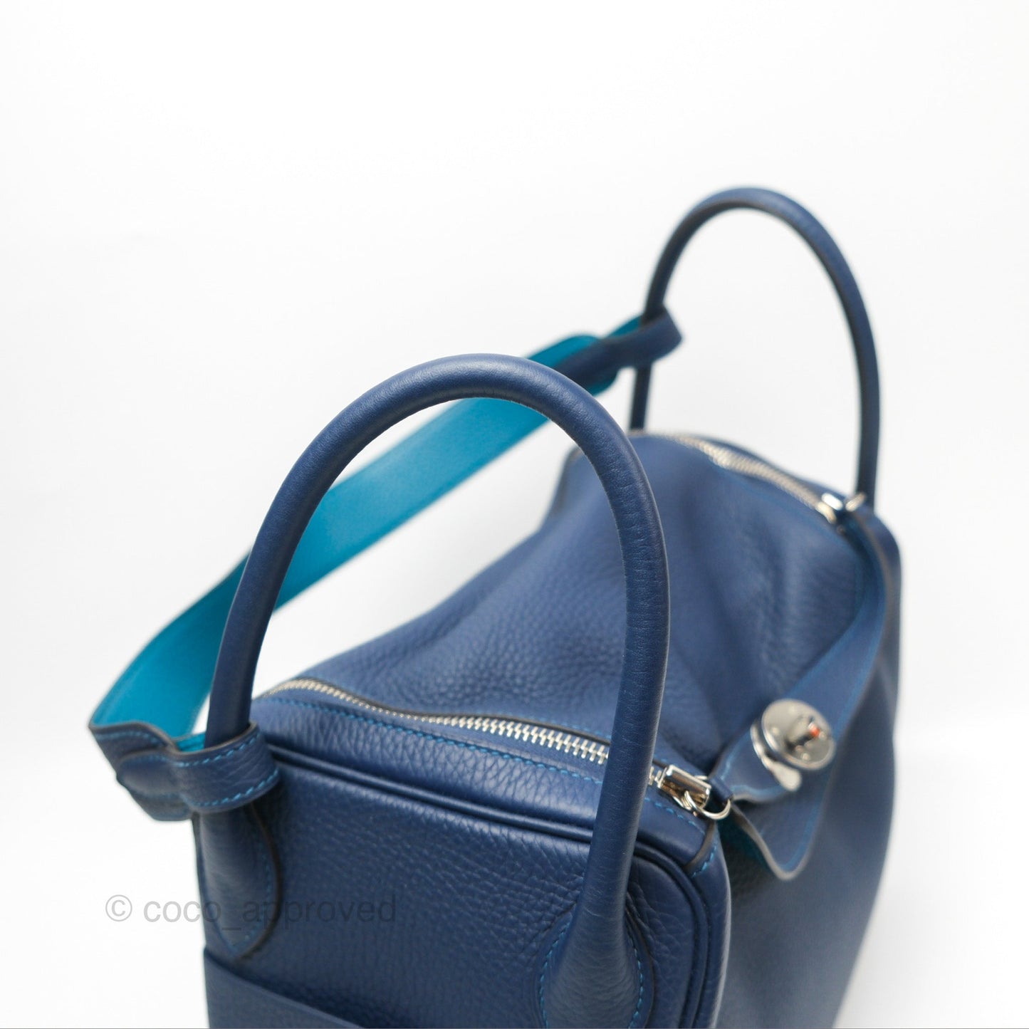 Hermès Lindy 30 Blue Saphir/ Blue Izmir Clemence Palladium Hardware
