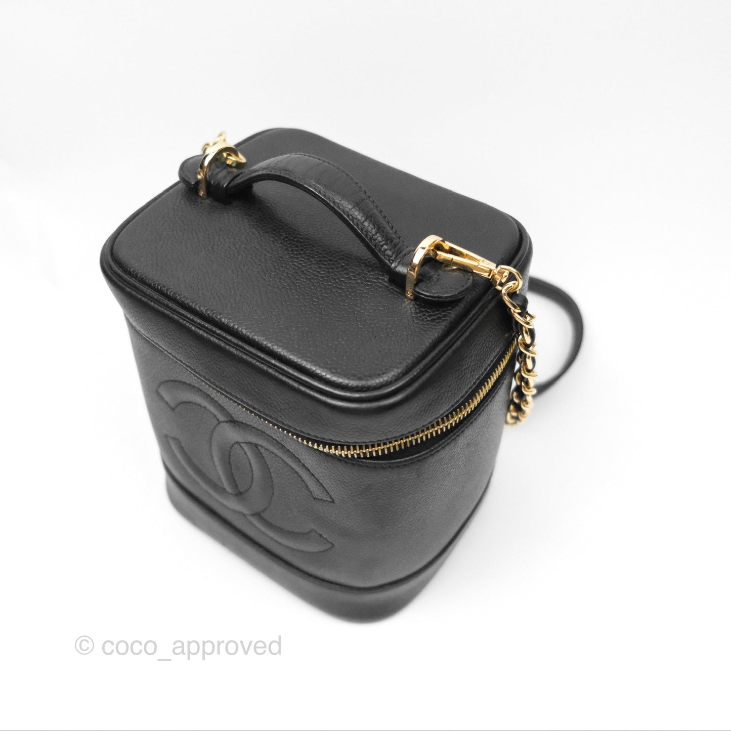 Chanel Vintage Vanity Case Black Caviar Gold Hardware