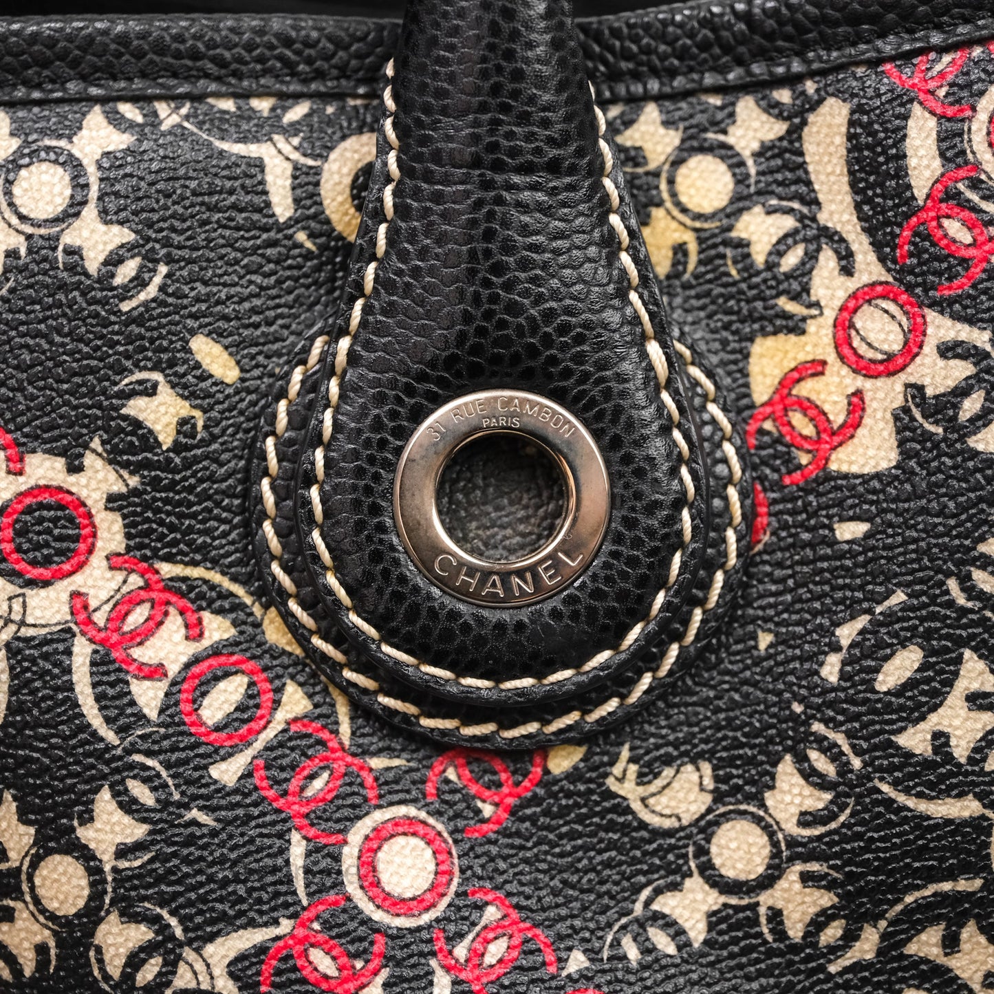 Chanel CC Print Logo Tote Bag Black