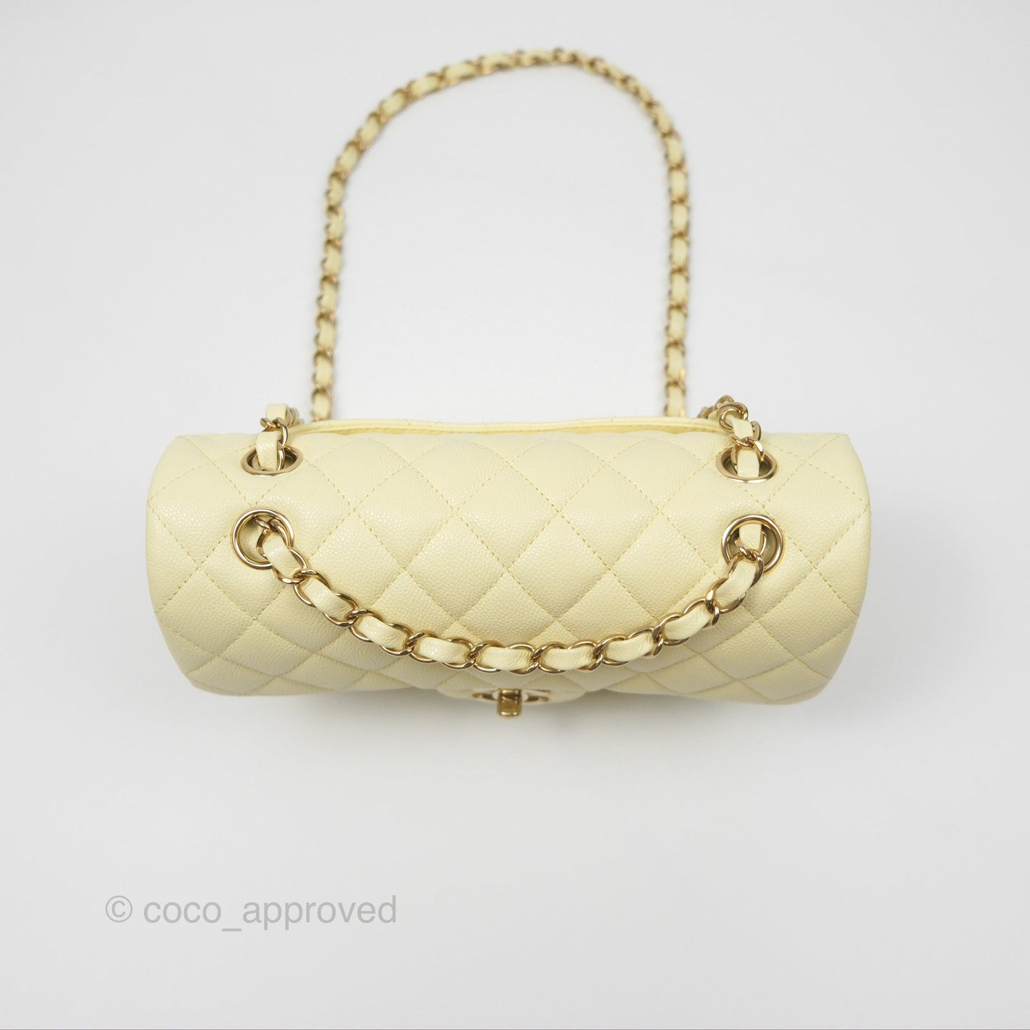 Chanel Small Classic Flap Quilted Yellow Caviar Gold Hardware