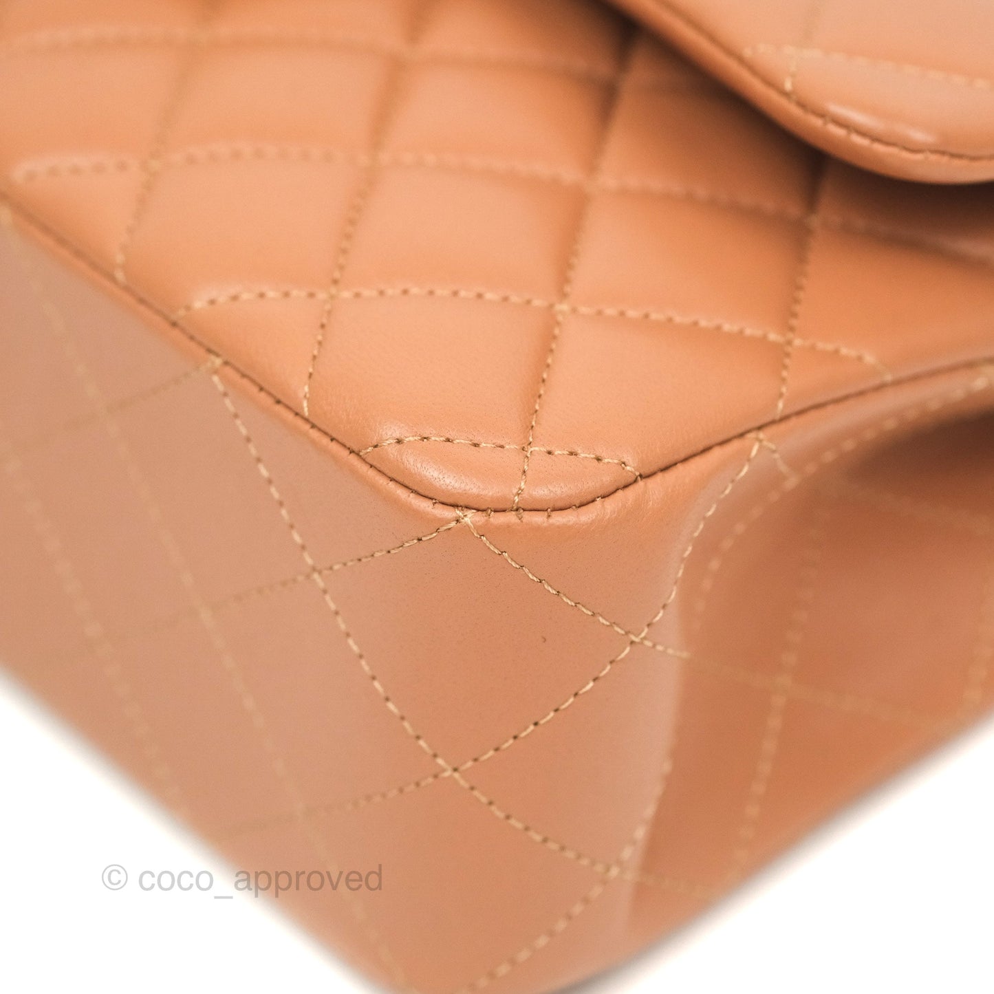 Chanel Small Classic Quilted Flap Dark Beige Caramel Lambskin Gold Hardware