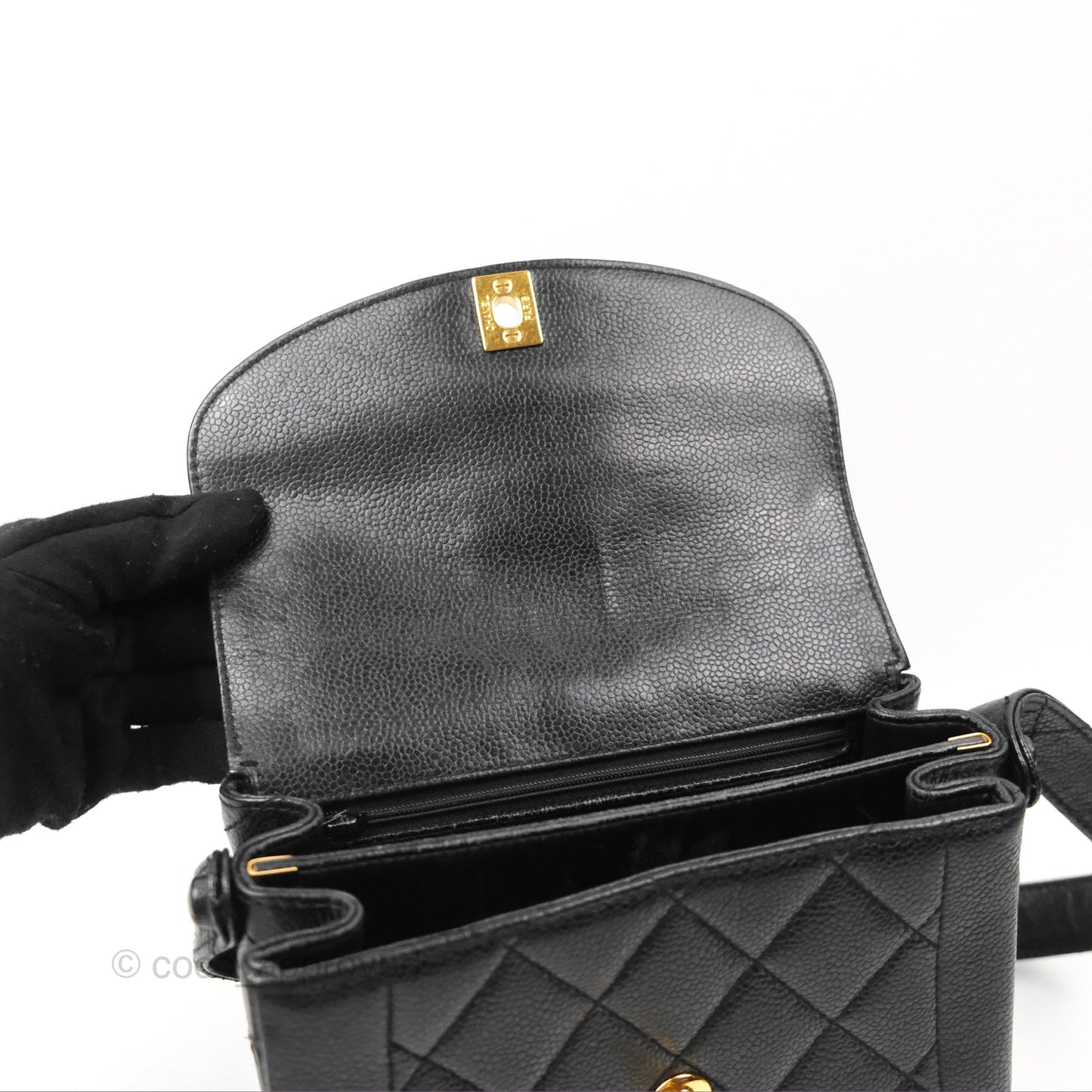 Chanel Shoulder Vintage Black Caviar 24K Gold Hardware
