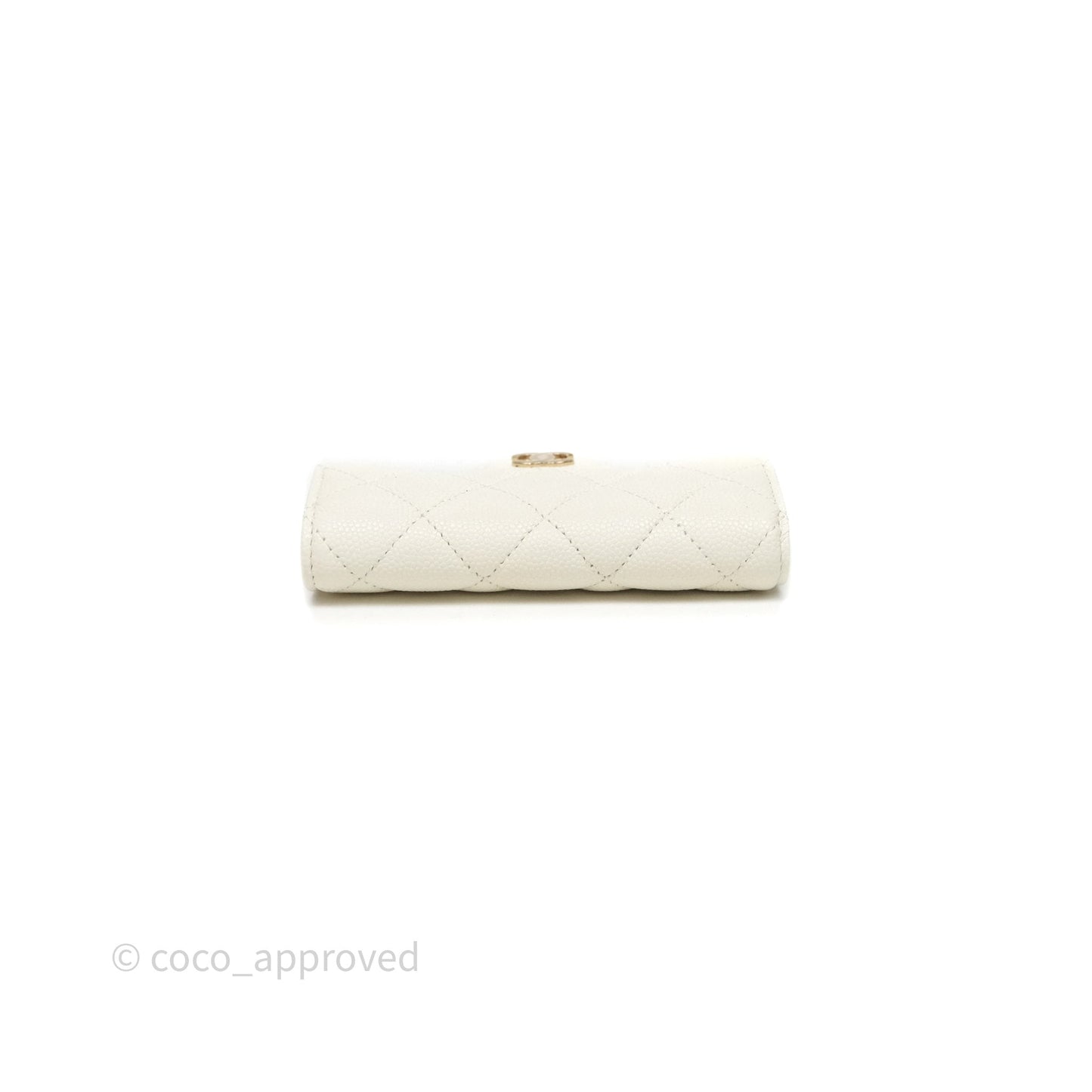 Chanel Quilted Classic Flap Card Holder White Caviar Gold Hardware