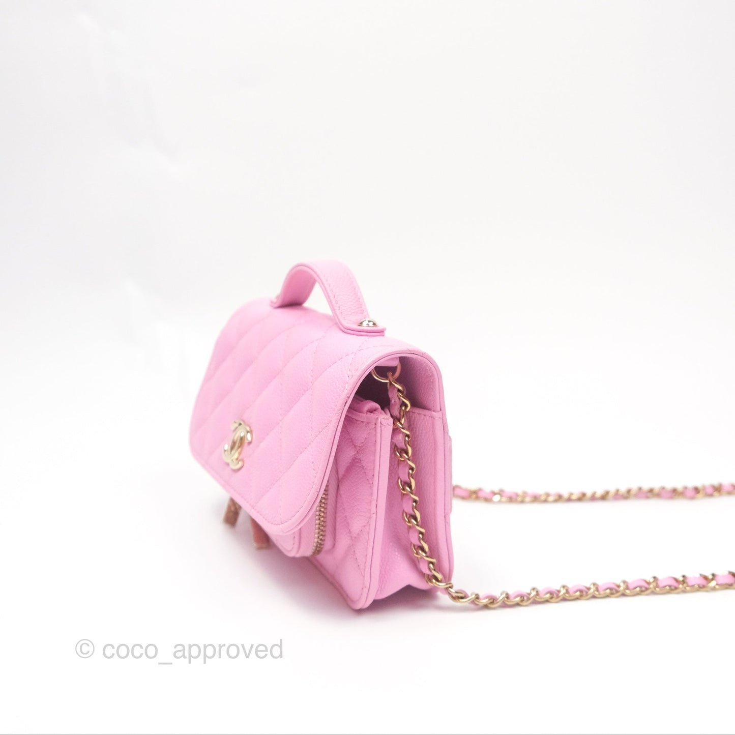 Chanel Business Affinity Clutch With Chain Pink Caviar Gold Hardware