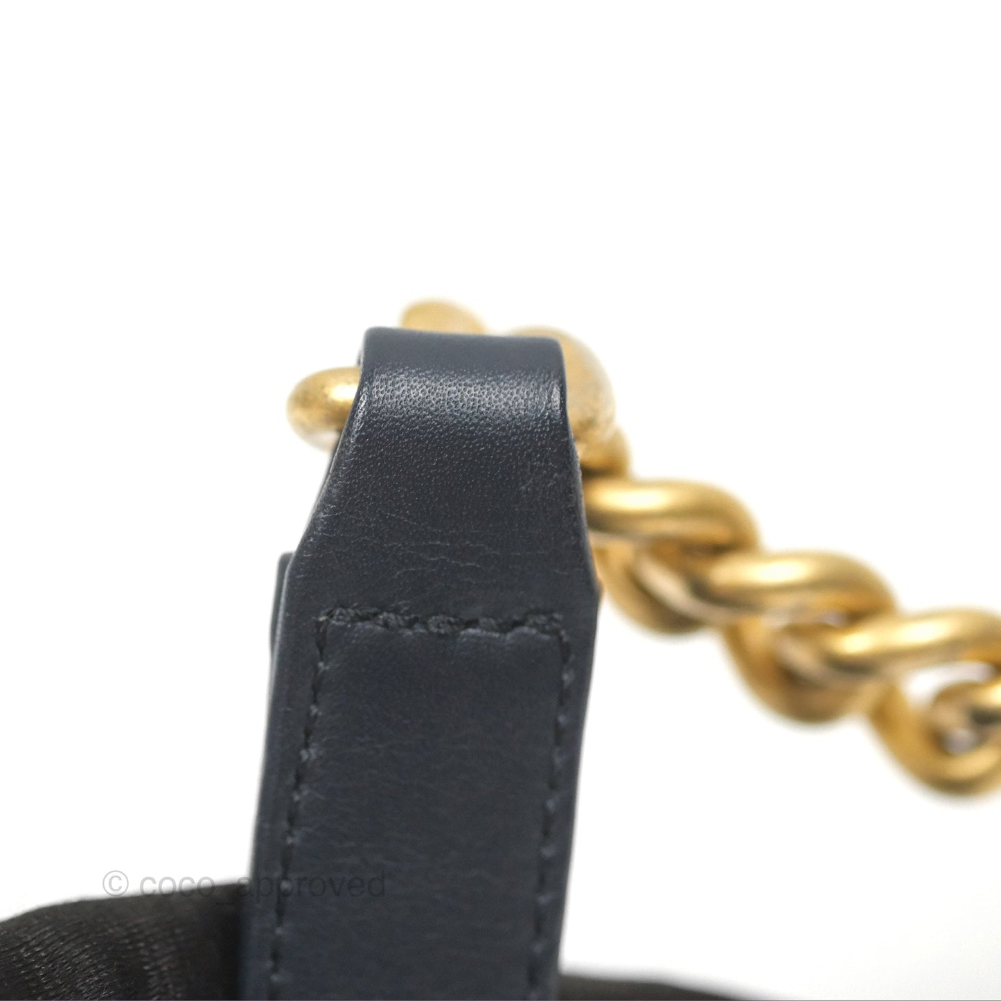 Chanel Small Boy Quilted Navy Lambskin Aged Gold Hardware