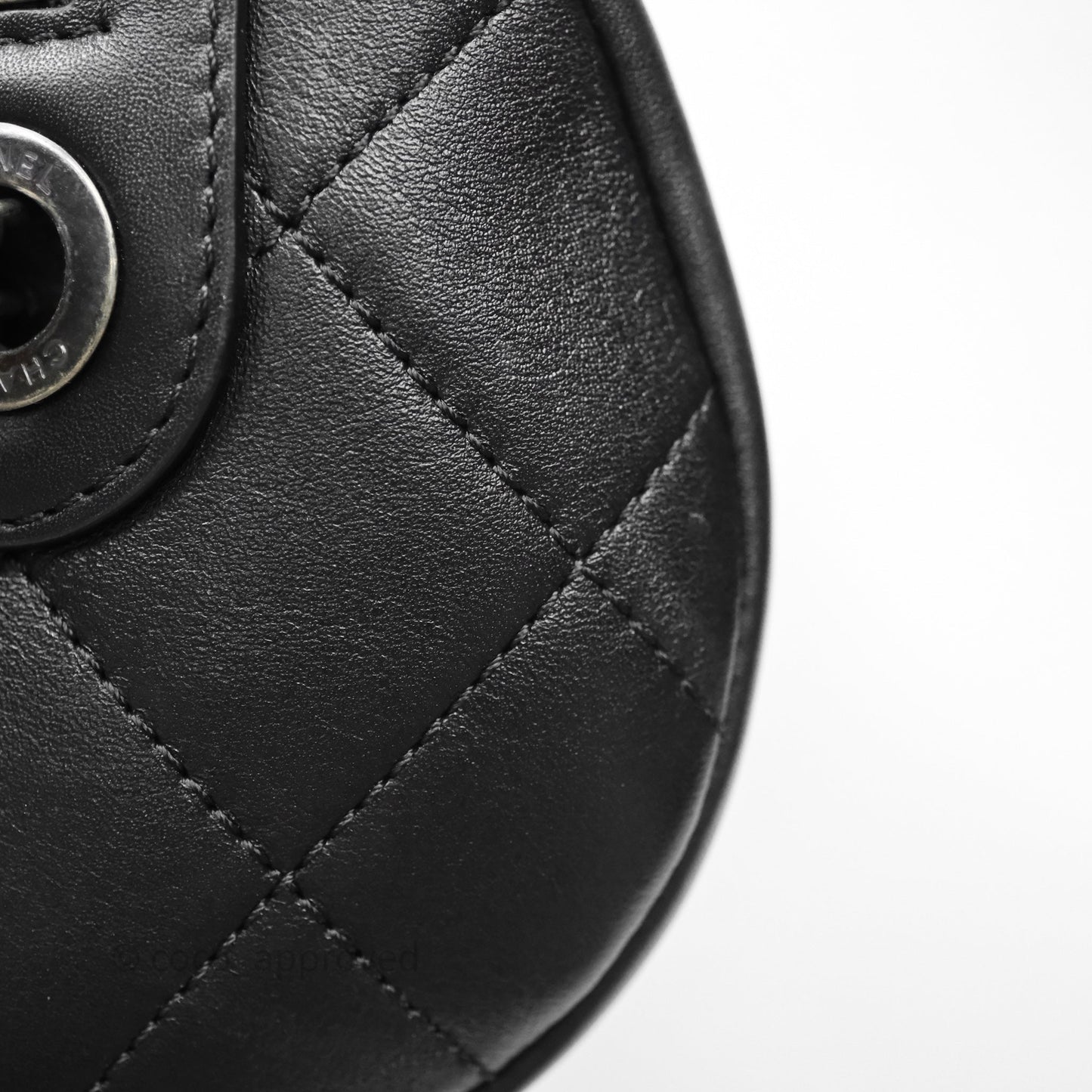 Chanel Logo Bowling Bag Black Calfskin Mixed Hardware