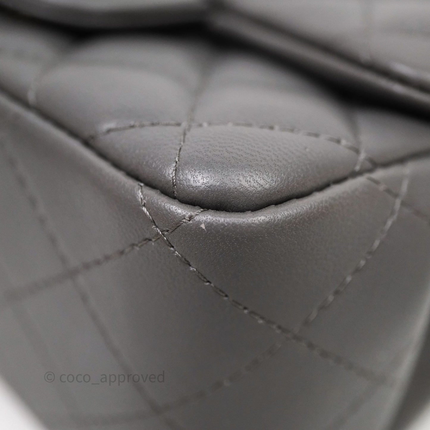 Chanel Mini Square Quilted Grey Lambskin Gold Hardware