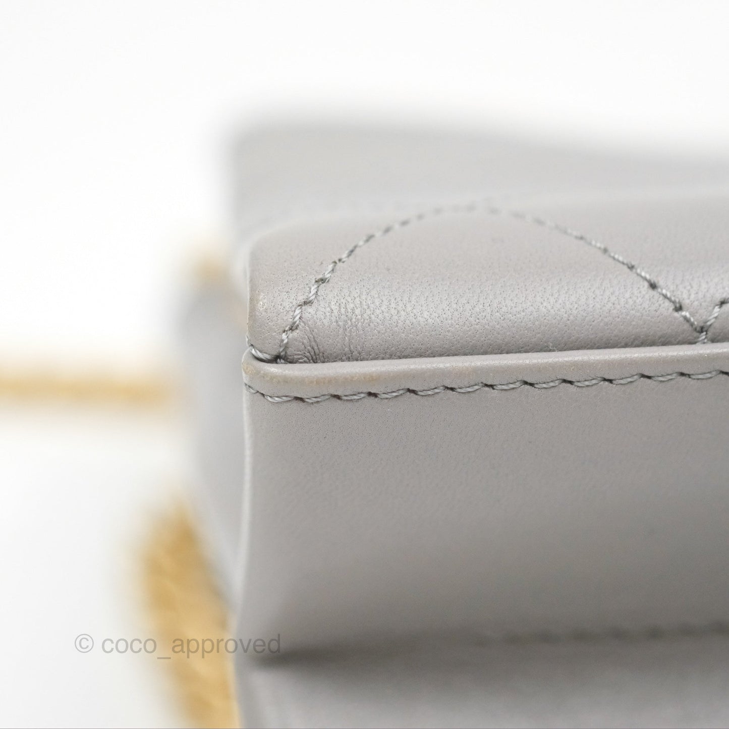 Chanel Small Quilted Coco Luxe Flap Bag Grey Calfskin Aged Gold Hardware