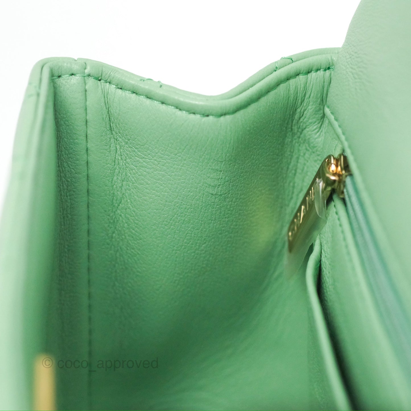 Chanel Top Handle Mini Rectangular Flap Bag Avocado Green Lambskin Gold Hardware
