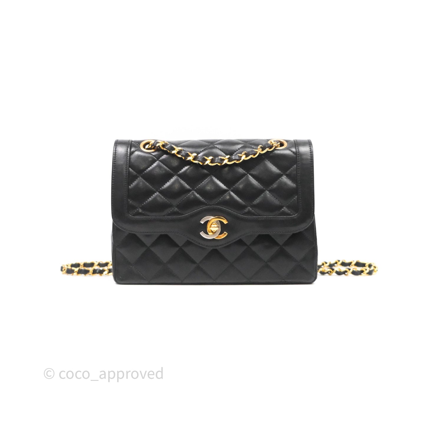 Chanel Quilted Vintage Flap Bag Lambskin Black 24K Gold Hardware
