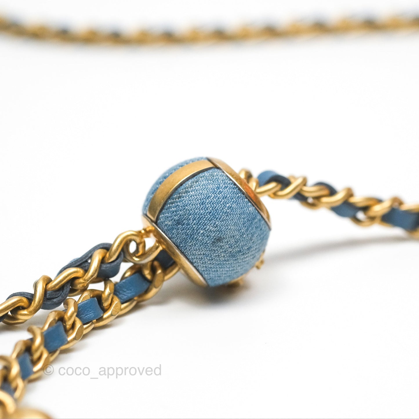 Chanel Quilted Pearl Crush Wallet on Chain WOC Denim Aged Gold Hardware