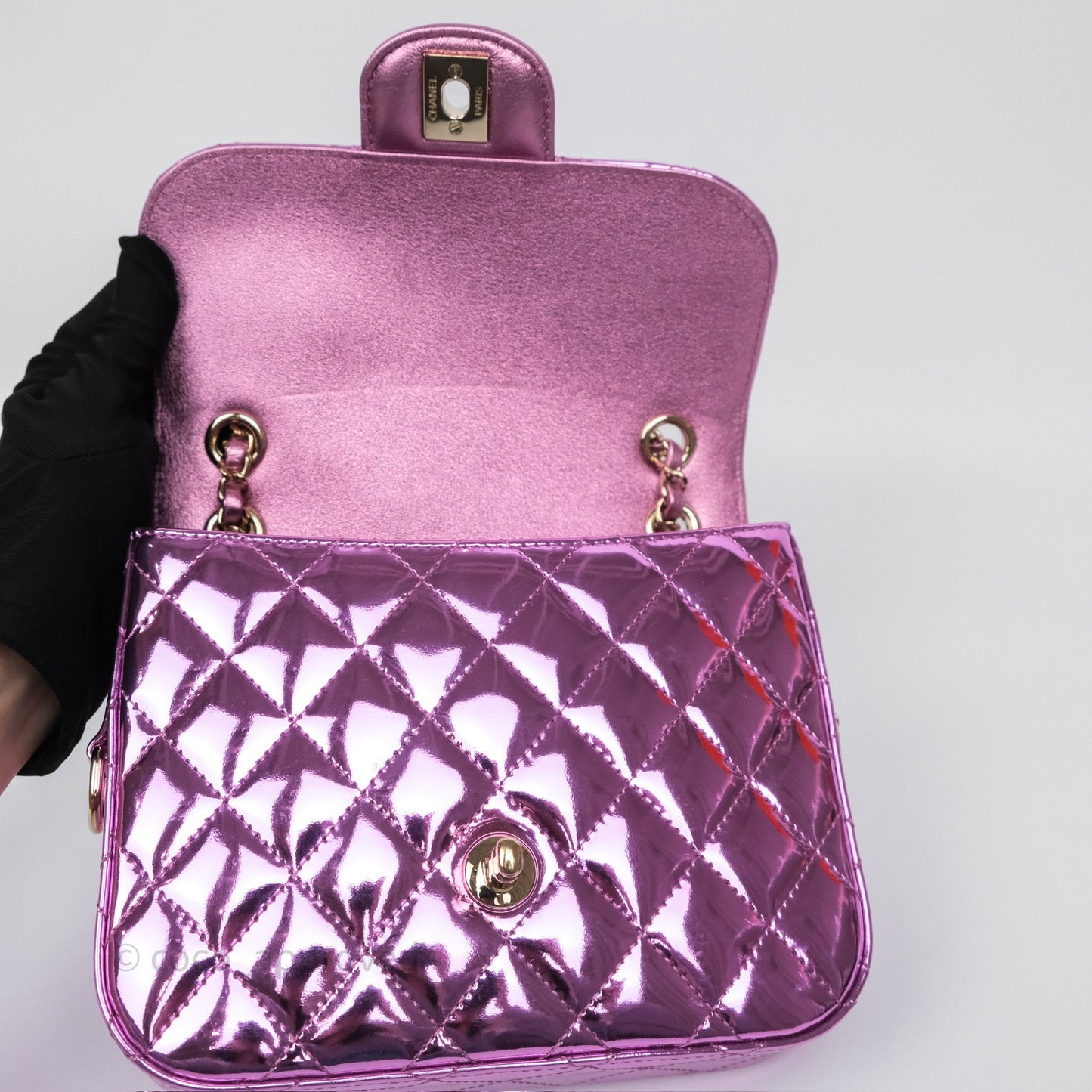 Chanel Hollywood Boulevard Flap with Star Coin Purse Lilac Pink Metallic Mirror Calfskin 24C